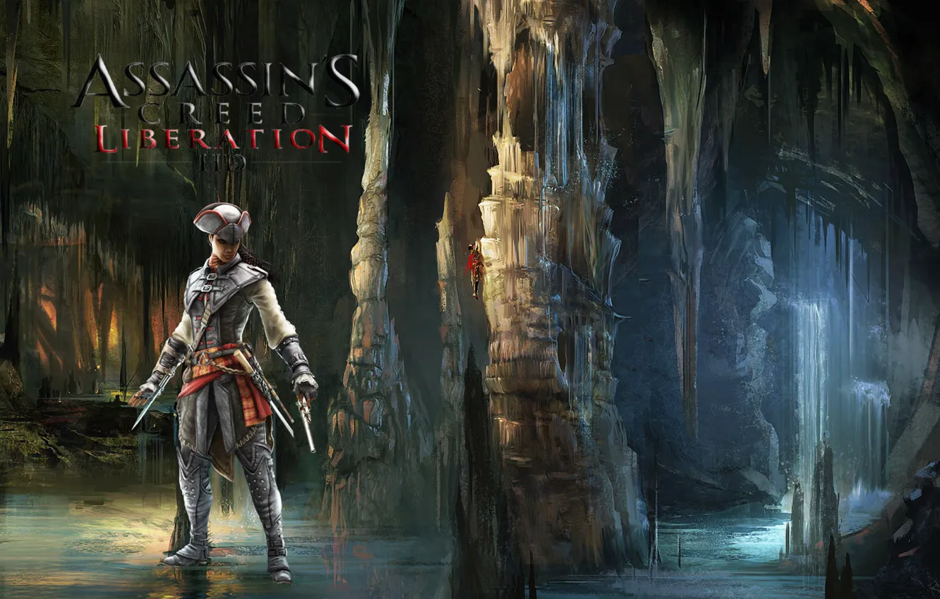 Photo wallpaper water, cave, Ubisoft, assassin, Avelina de Granpre, Assassins Creed:Liberation HD