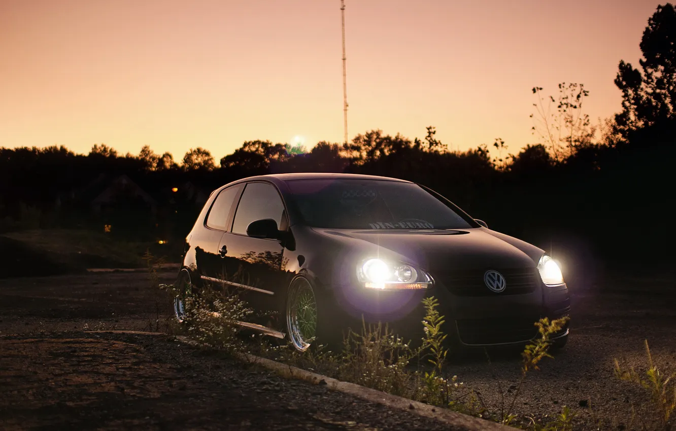 Photo wallpaper the evening, Volkswagen, Golf, Volkswagen, VW Golf, headlights