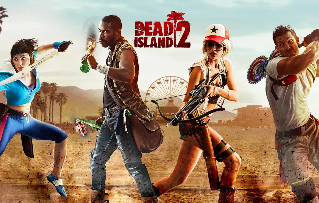 Photo wallpaper sword, game, Saw, ken, blade, Dead Island, Arrow, crossbow
