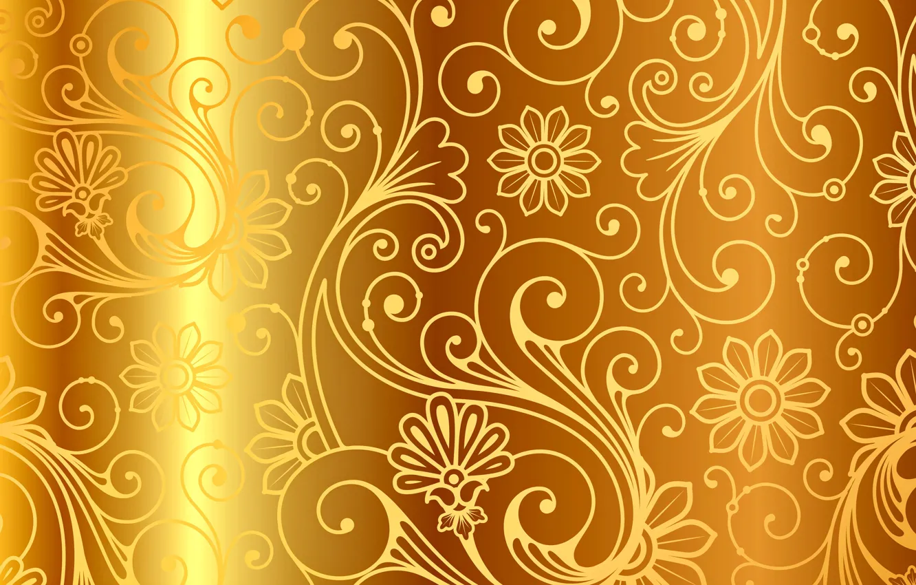 Photo wallpaper background, gold, pattern, vector, golden, ornament, vintage, background