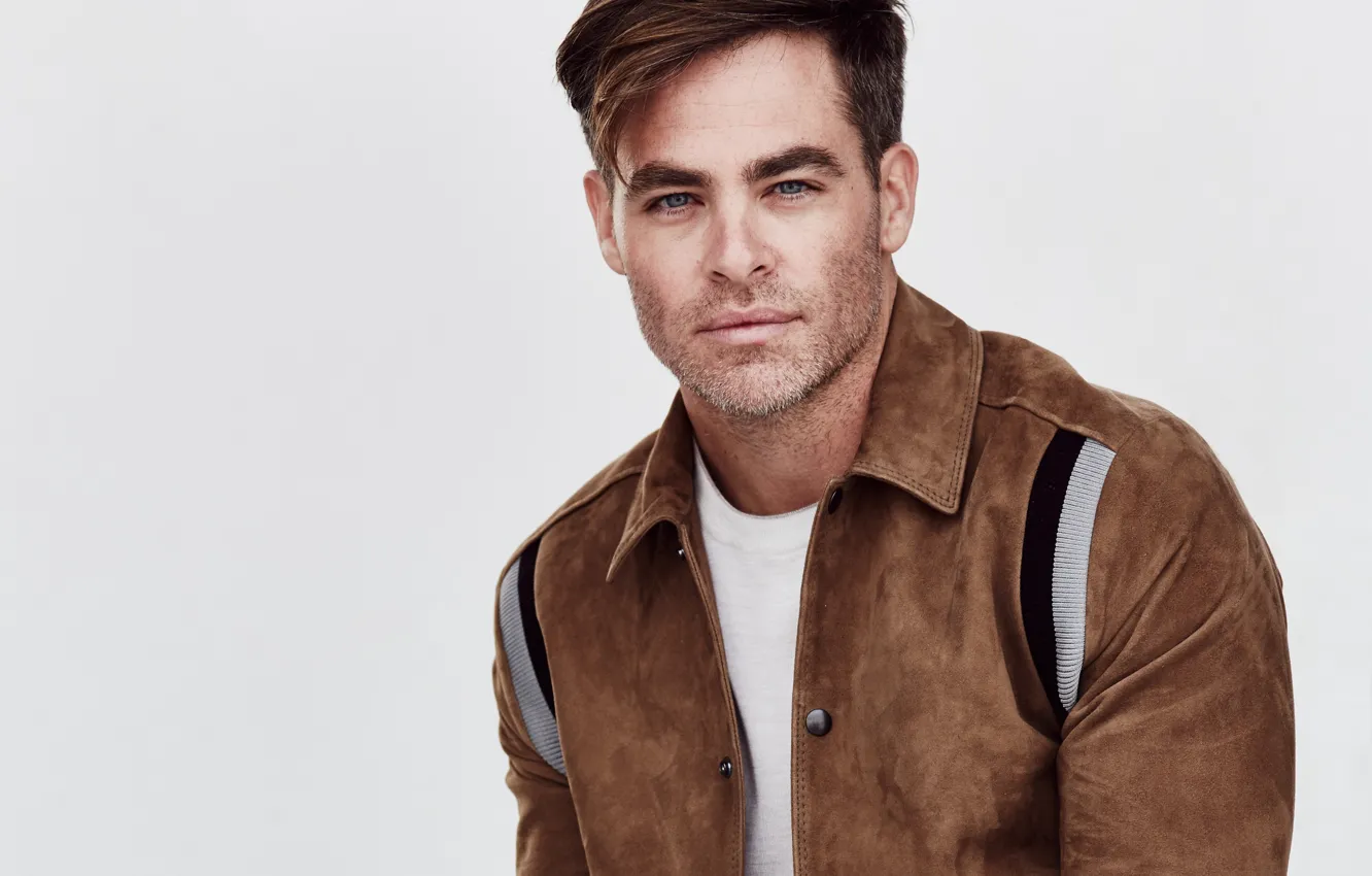Photo wallpaper look, pose, jacket, actor, Chris Pine, Chris Pine