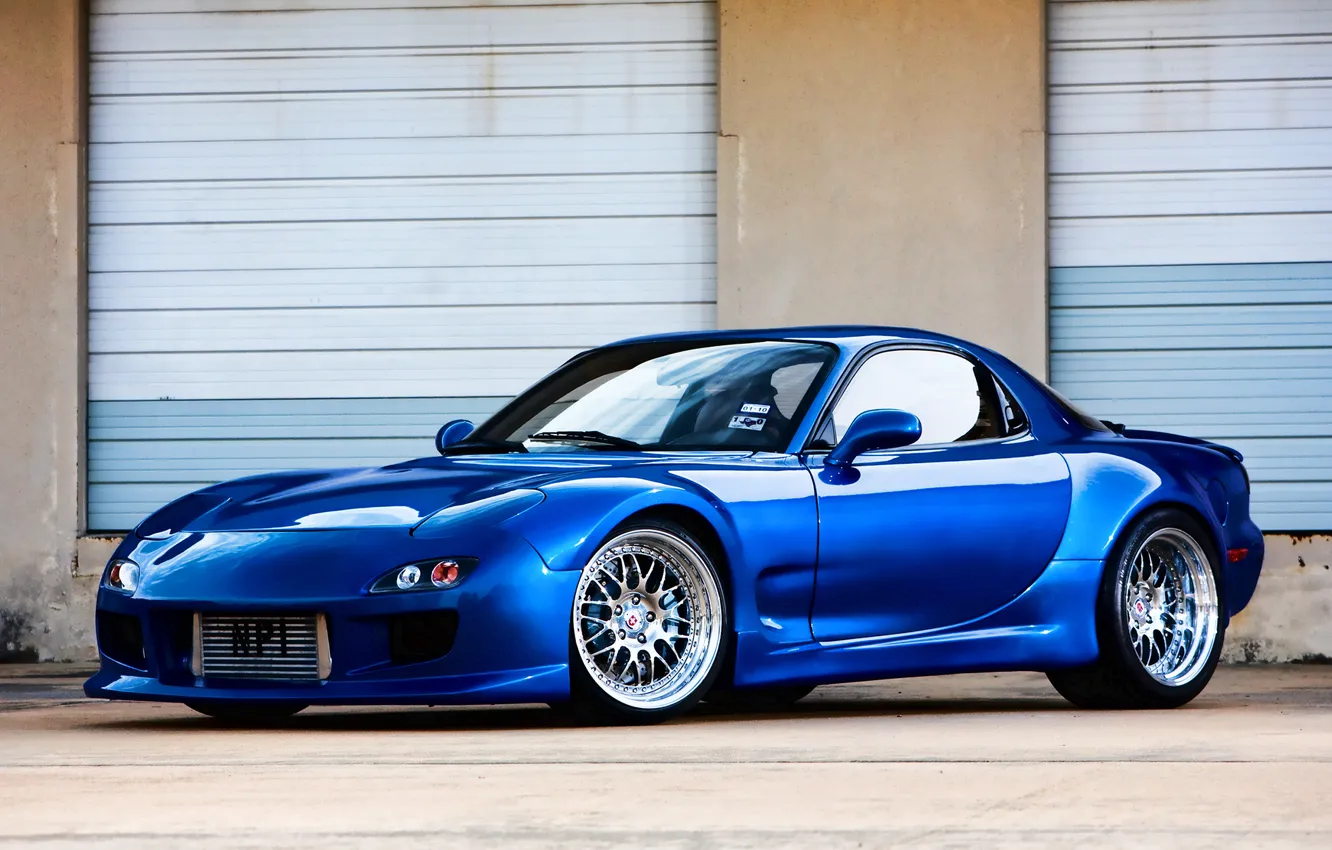 Photo wallpaper Mazda, blue, tuning, rx-7