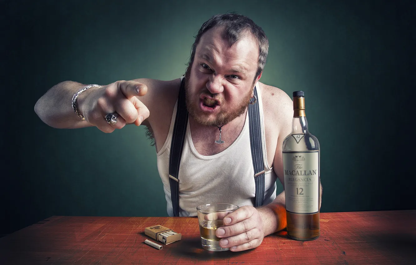 Photo wallpaper cigarette, male, whiskey