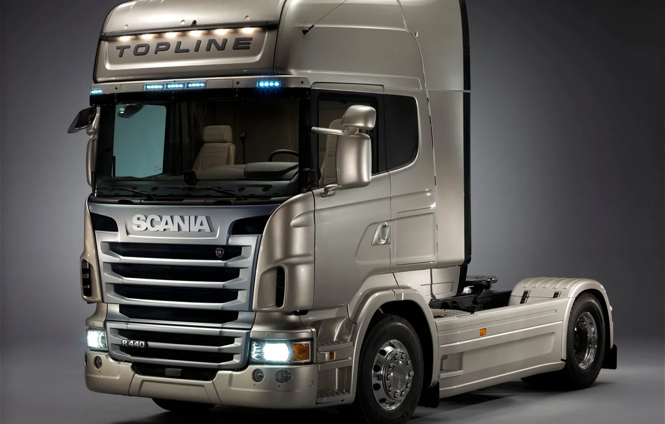 Photo wallpaper grey, truck, Scania