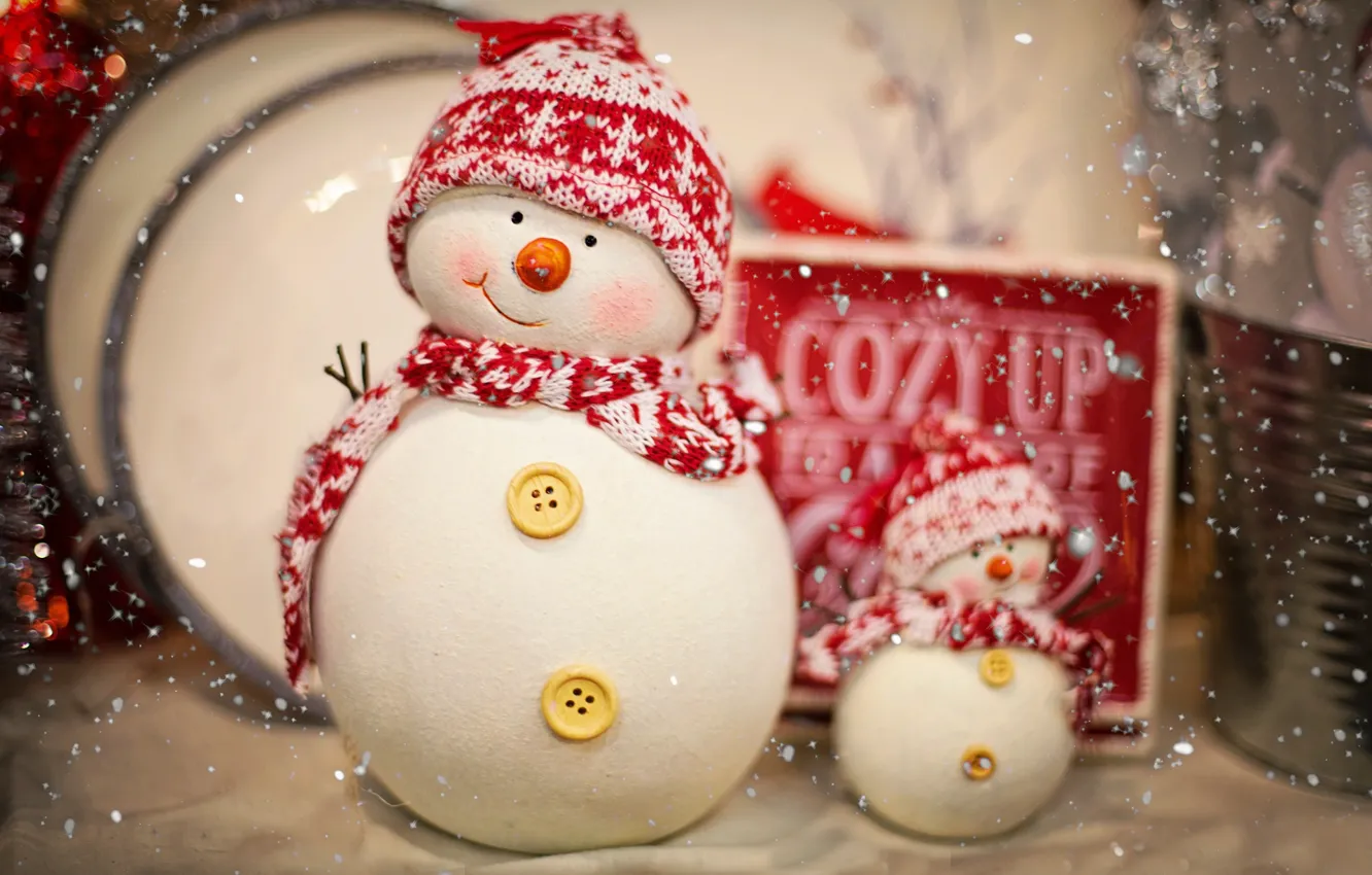 Photo wallpaper new year, Christmas, snowman, figures