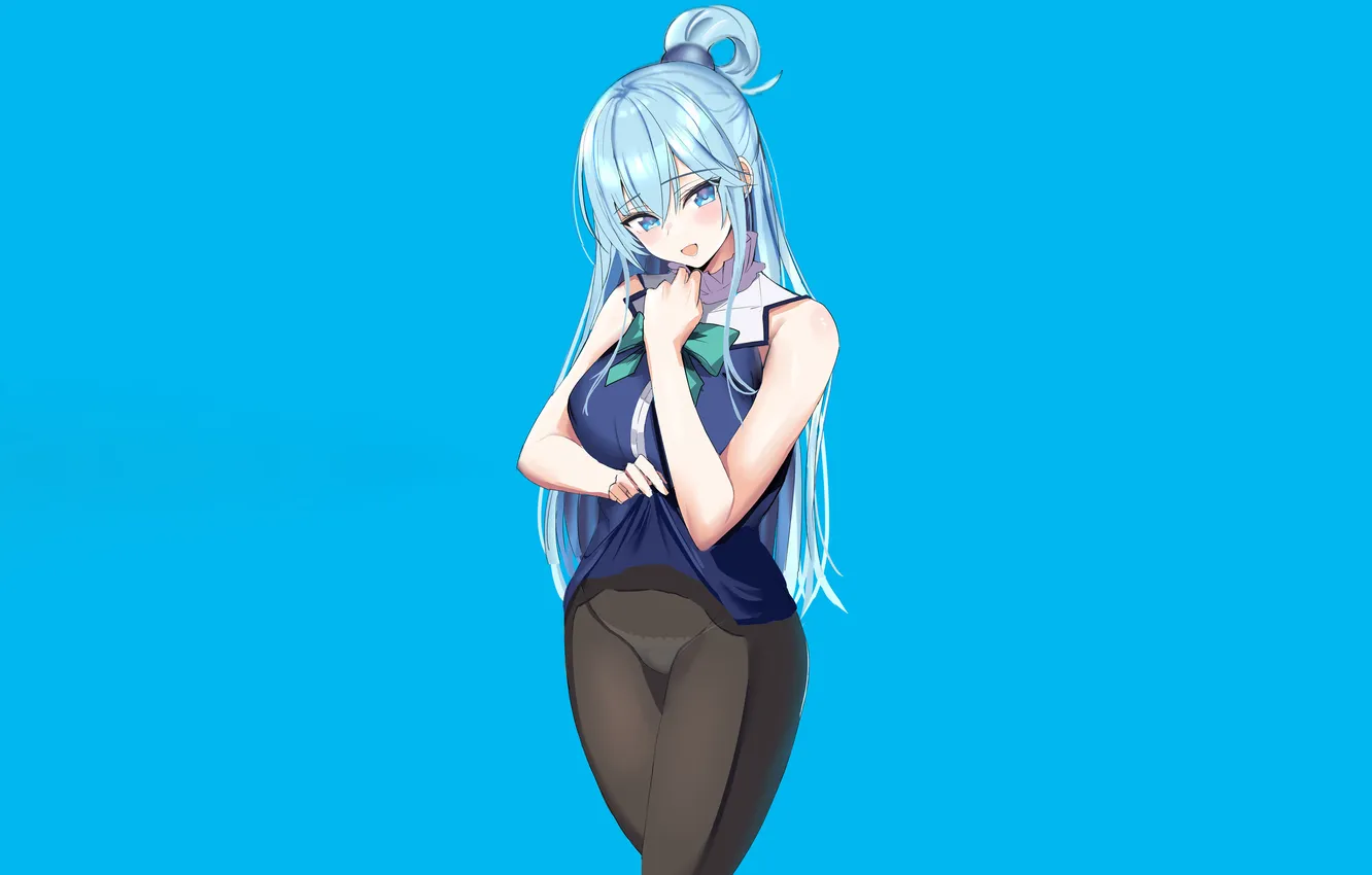 Photo wallpaper girl, sexy, lingerie, blouse, panties, long hair, anime, Aqua