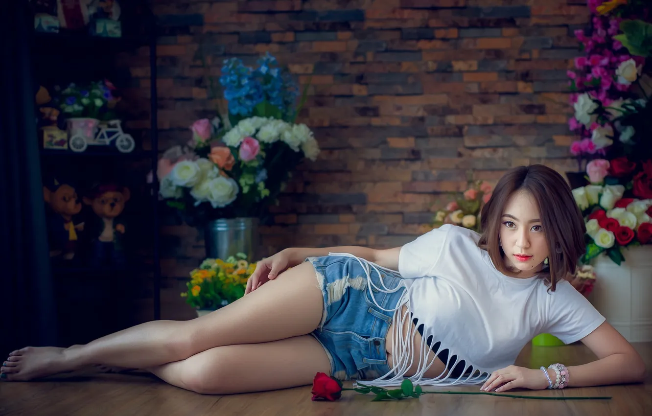 Photo wallpaper girl, pose, background