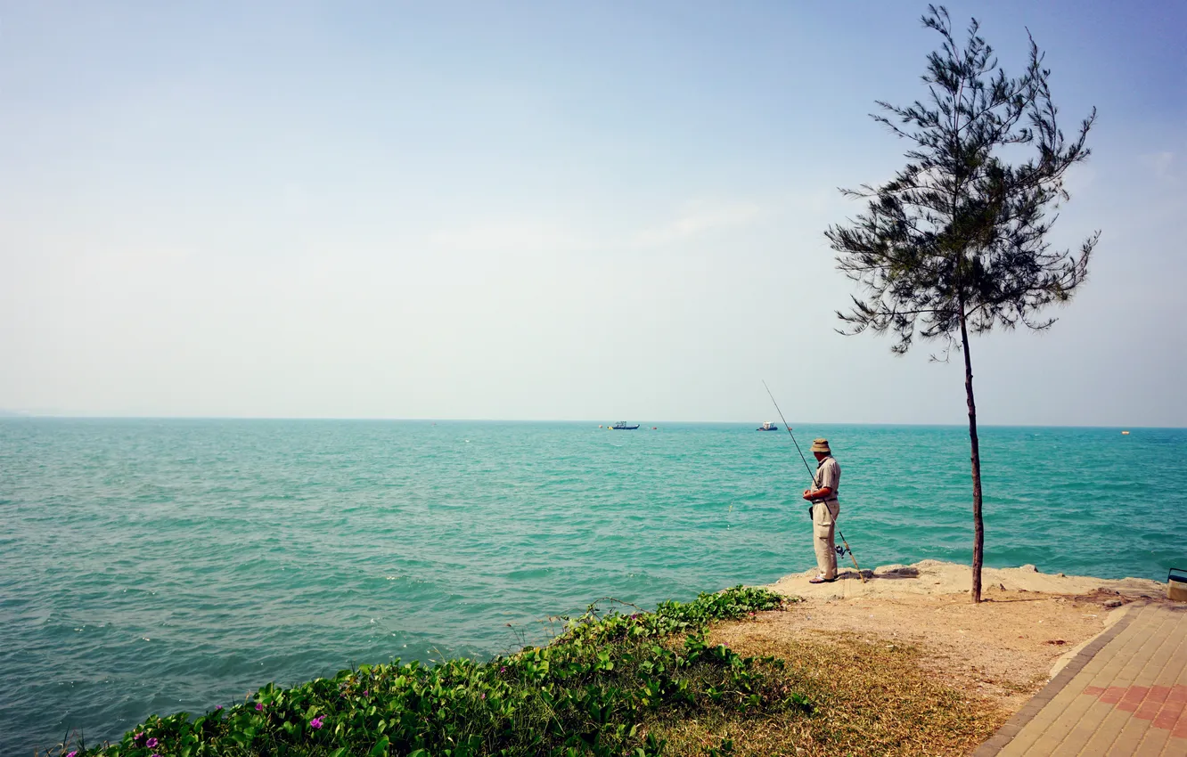 Photo wallpaper sea, nature, blue, evening, environment, port, fishing, magnificent