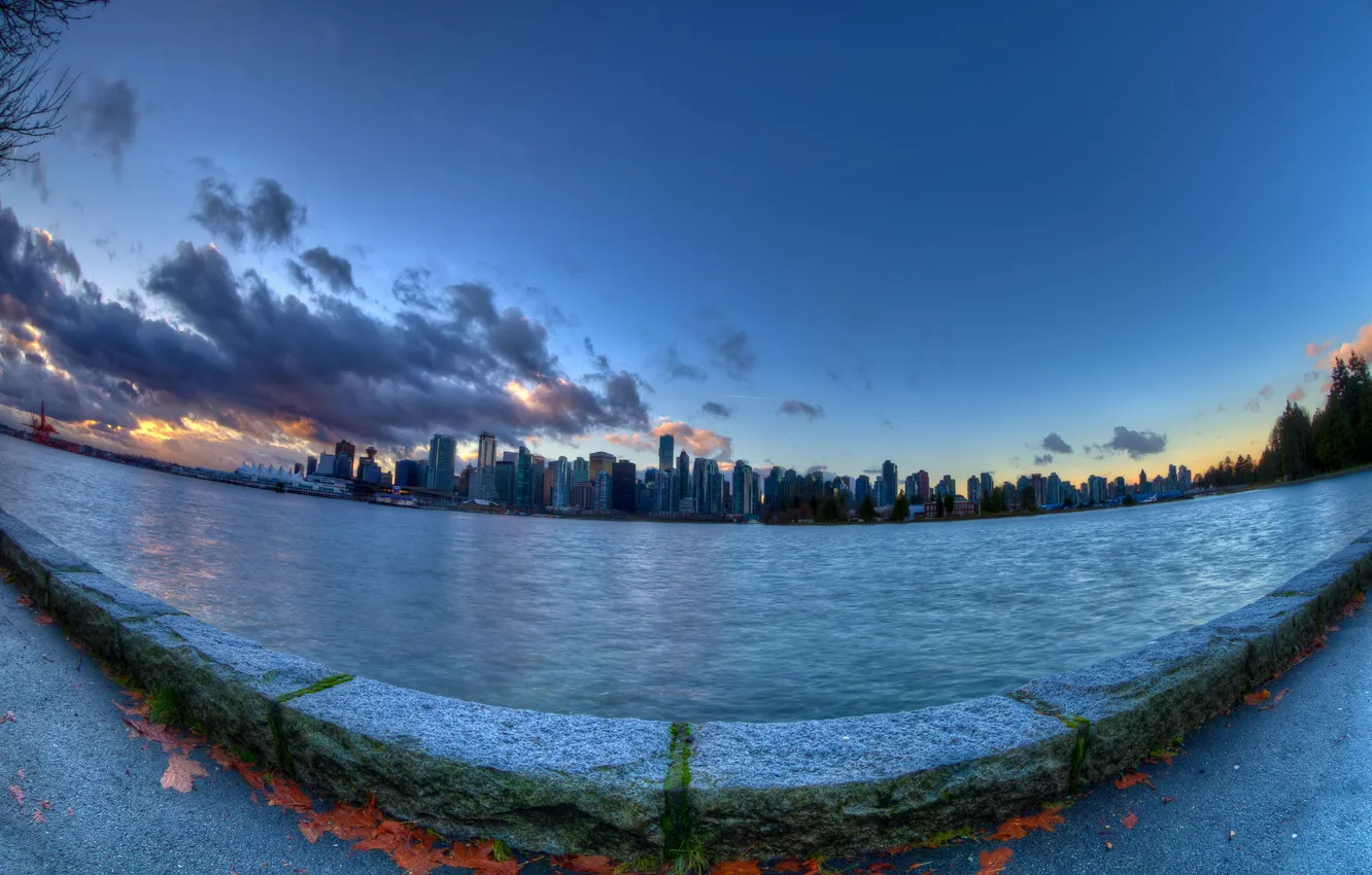 Photo wallpaper the city, river, home, Canada