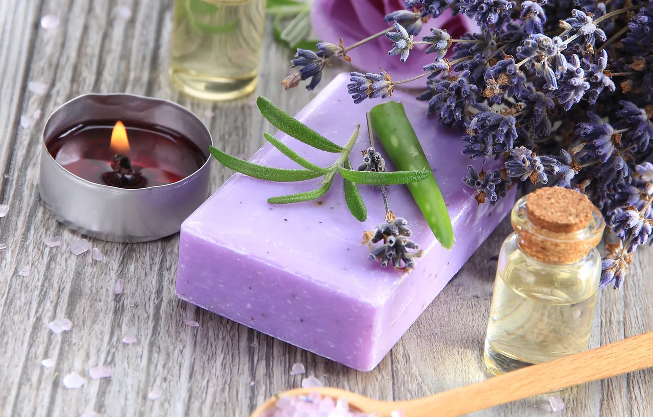 Photo wallpaper soap, lavender, spa, salt, oil, zen