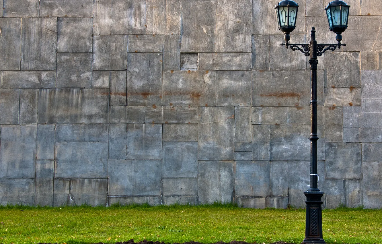 Photo wallpaper grass, wall, lights