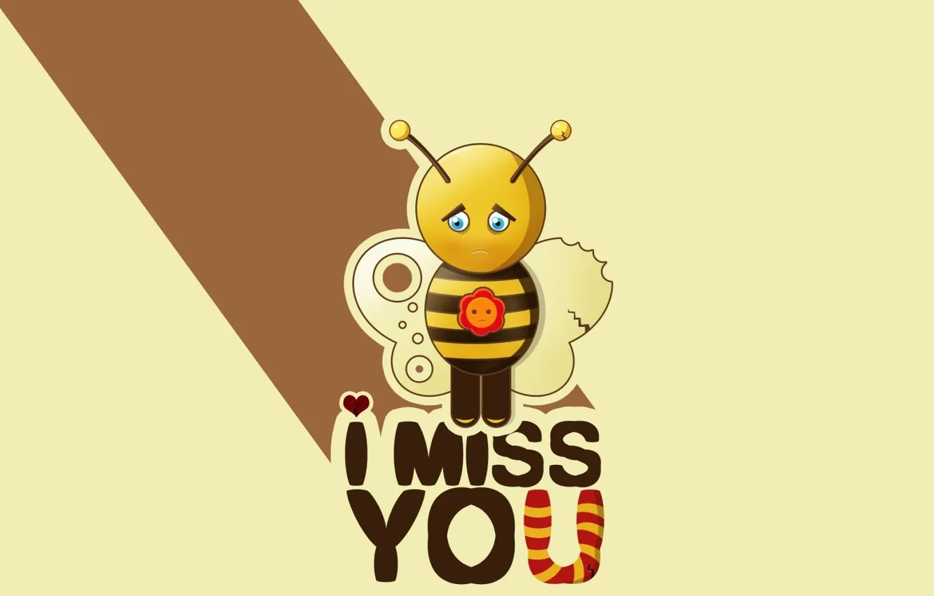 Photo wallpaper bee, the inscription, vector, sad