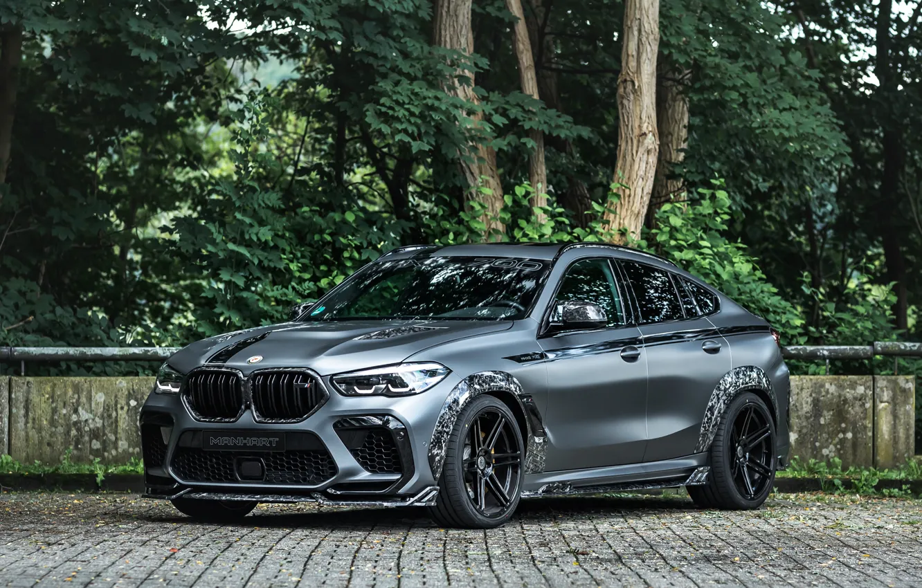 Photo wallpaper BMW, X6M, Front, grey, Side, bmw x6, Manhart, 2021