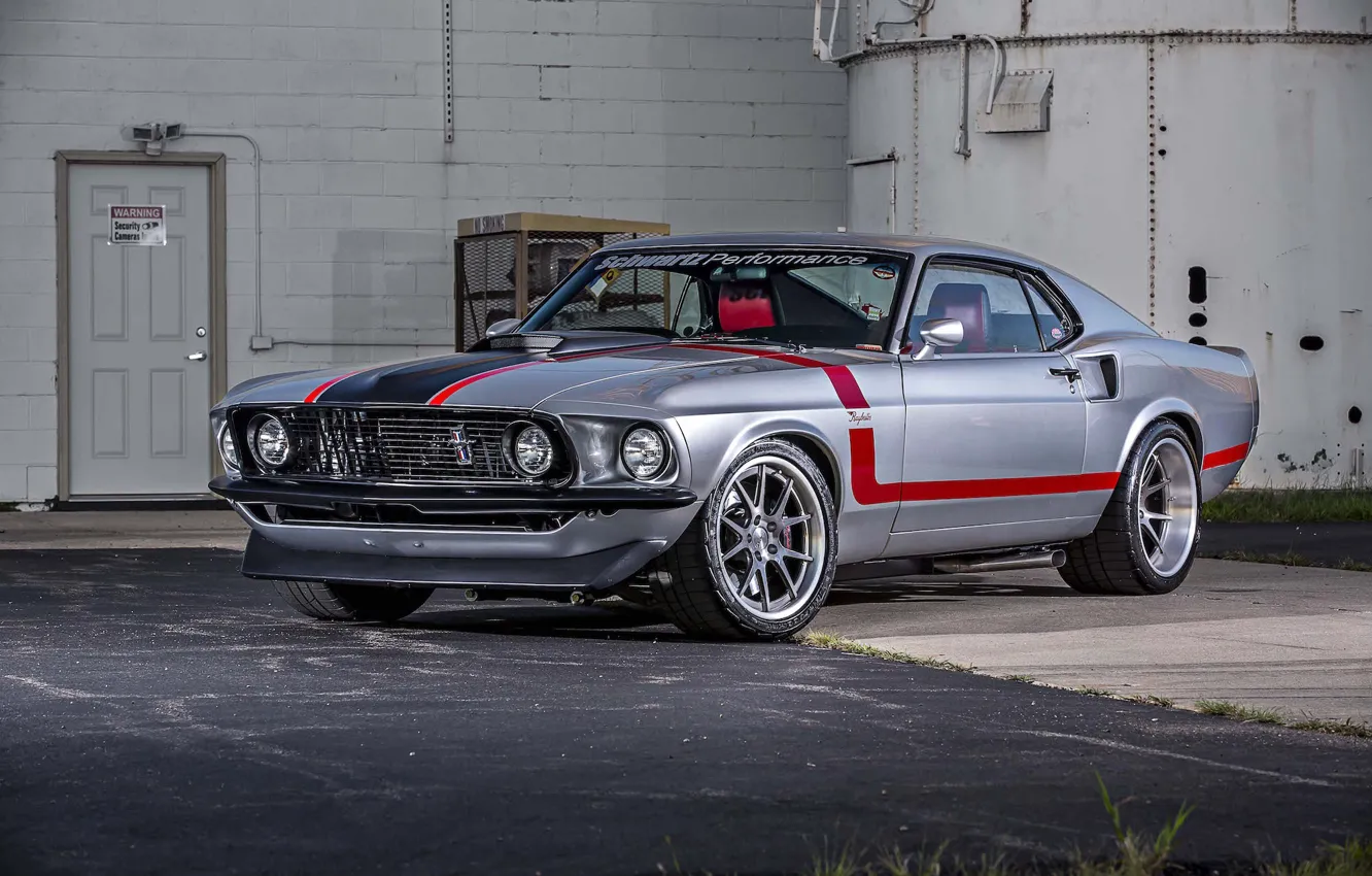 Photo wallpaper Mustang, Ford, 1969, Concave, Forgeline, GA3C, Wheels Raybestos Brand's