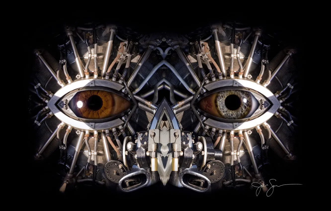 Photo wallpaper mechanism, robot, Eyes, cyborg