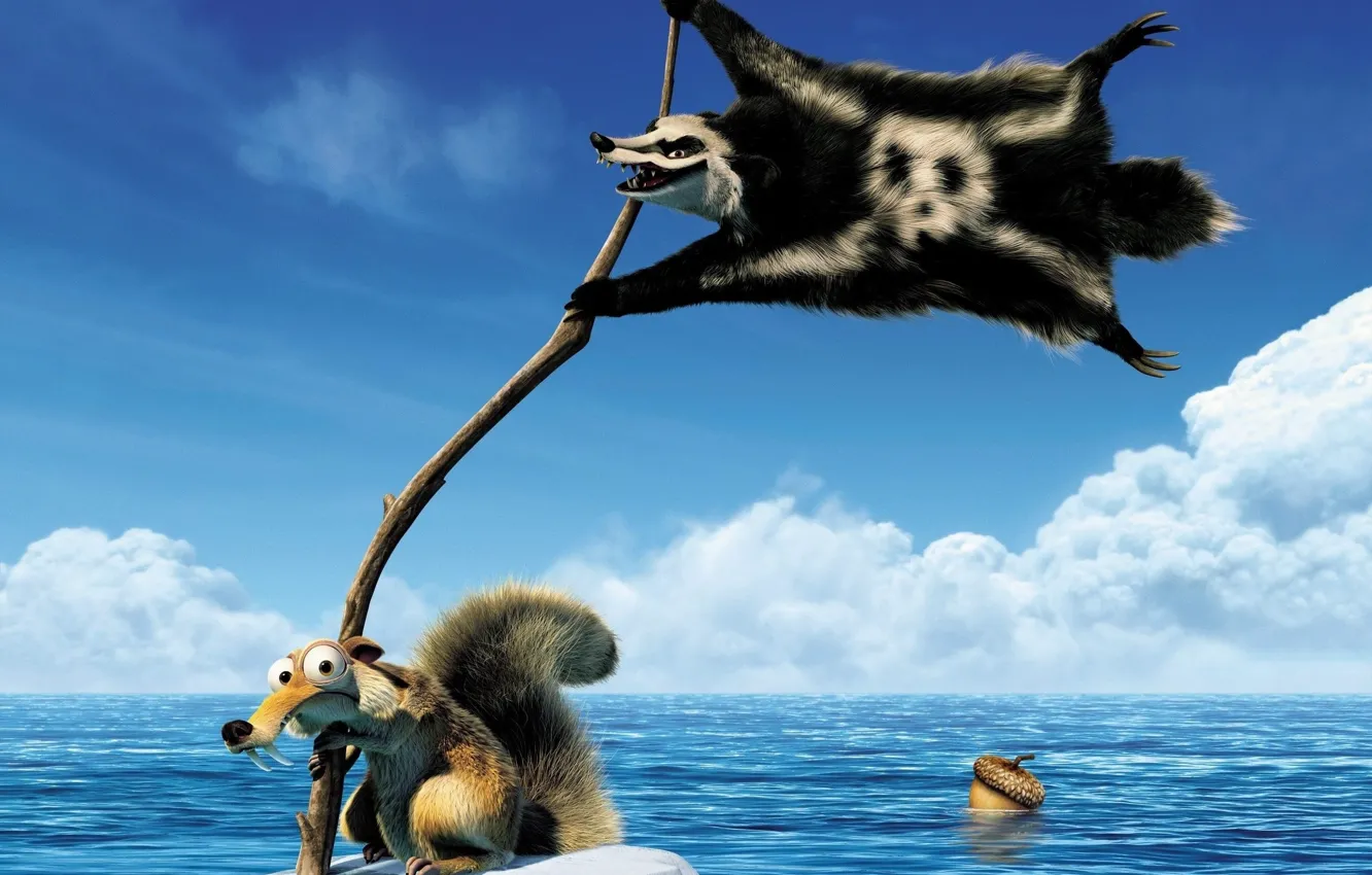 Photo wallpaper ice, sea, frame, protein, ice age, Ice Age, tail, fangs