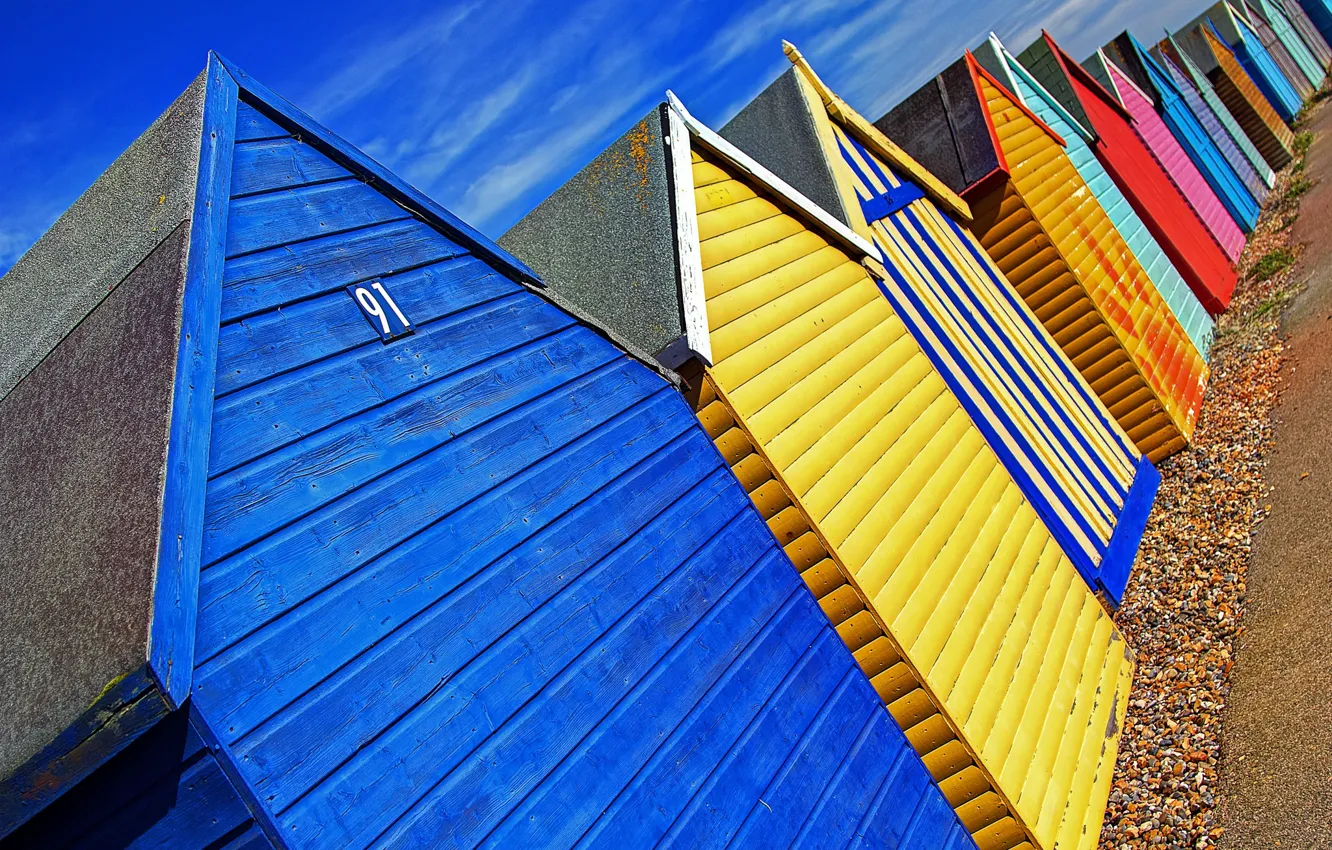 Photo wallpaper England, Kent, beach house, Herne Bay