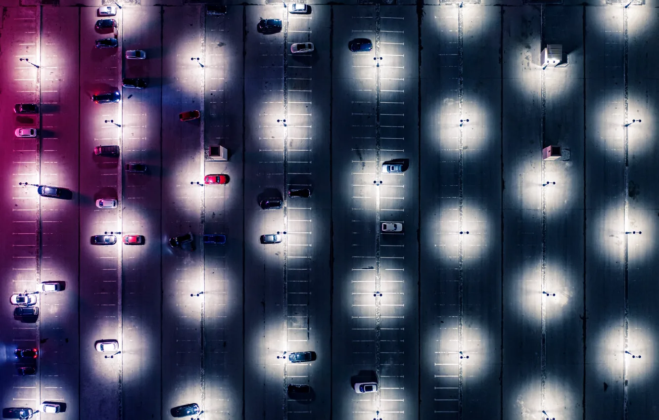 Photo wallpaper lights, Parking, cars, Sergey Poletaev, Sergei Poletaev