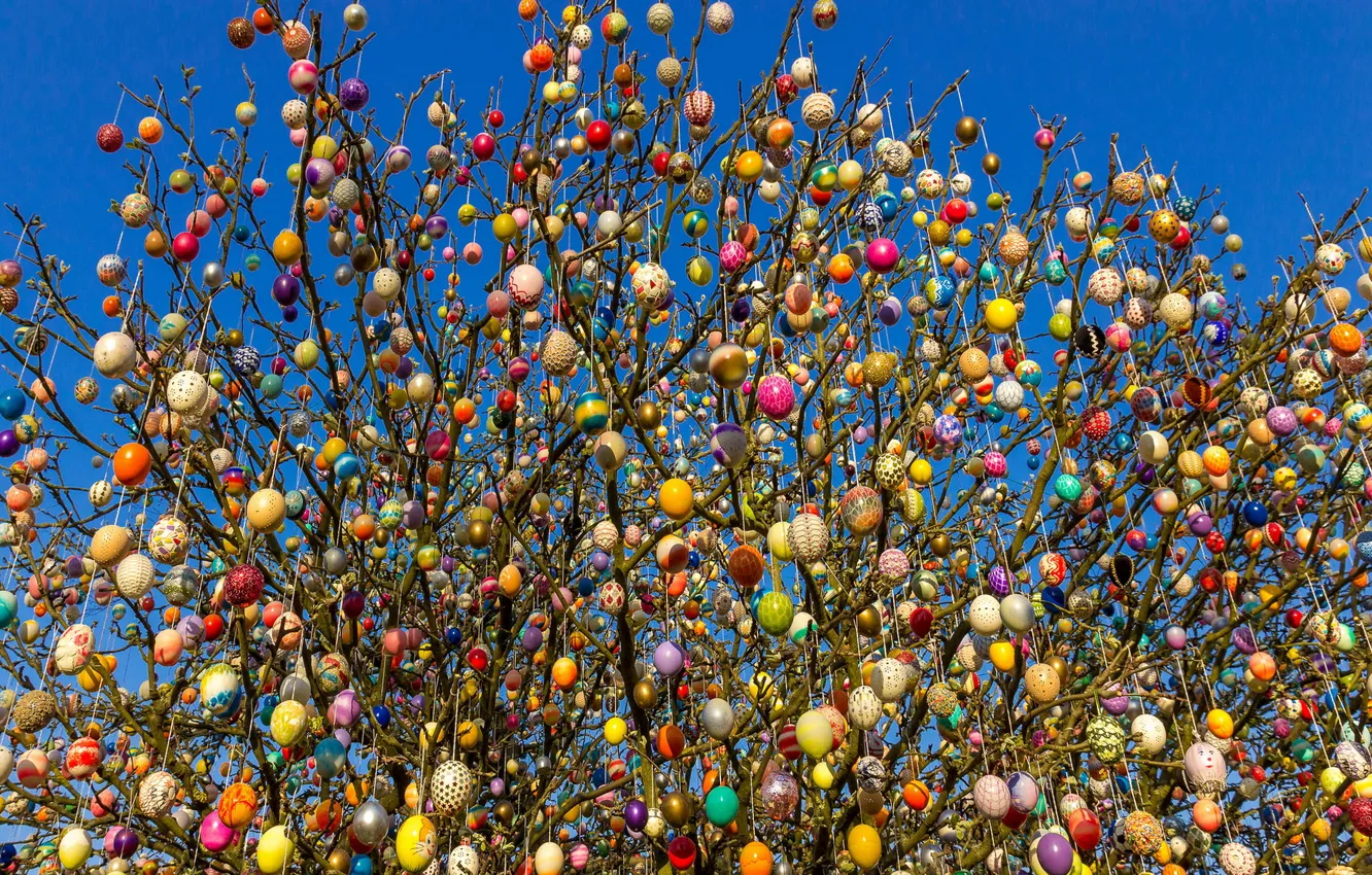 Photo wallpaper tree, holiday, eggs
