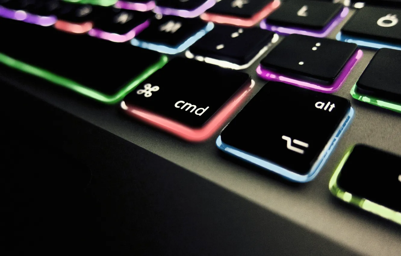 Photo wallpaper Apple, backlight, keyboard, colorful