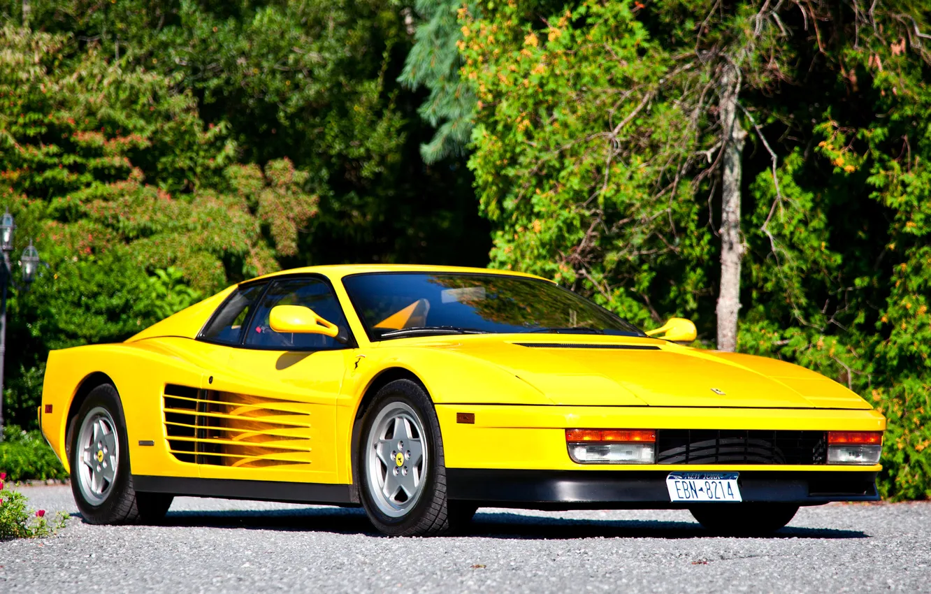 Photo wallpaper yellow, Ferrari, sports car, Ferrari, yellow, Sportcar, Testarossa, 512