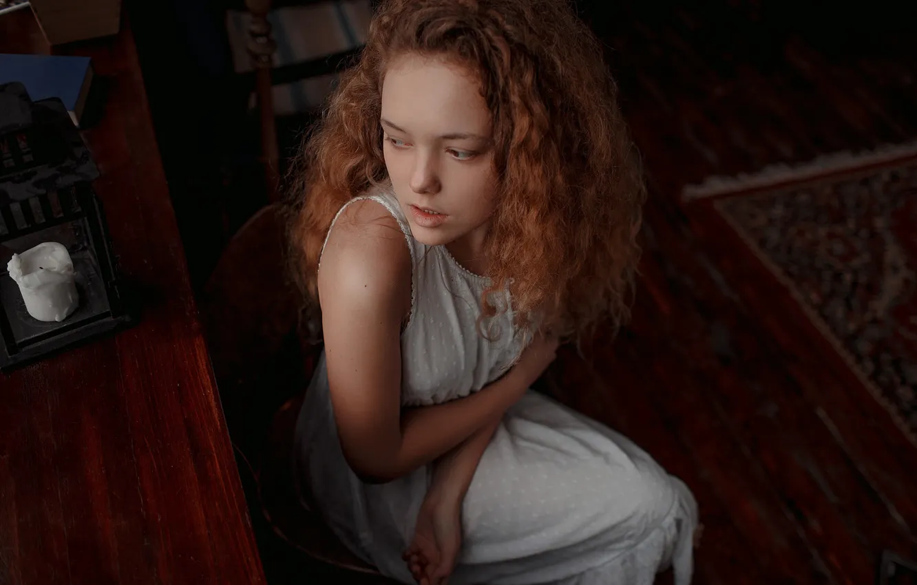 Photo wallpaper candles, curls, Ekaterina Surkova, girl, sponge