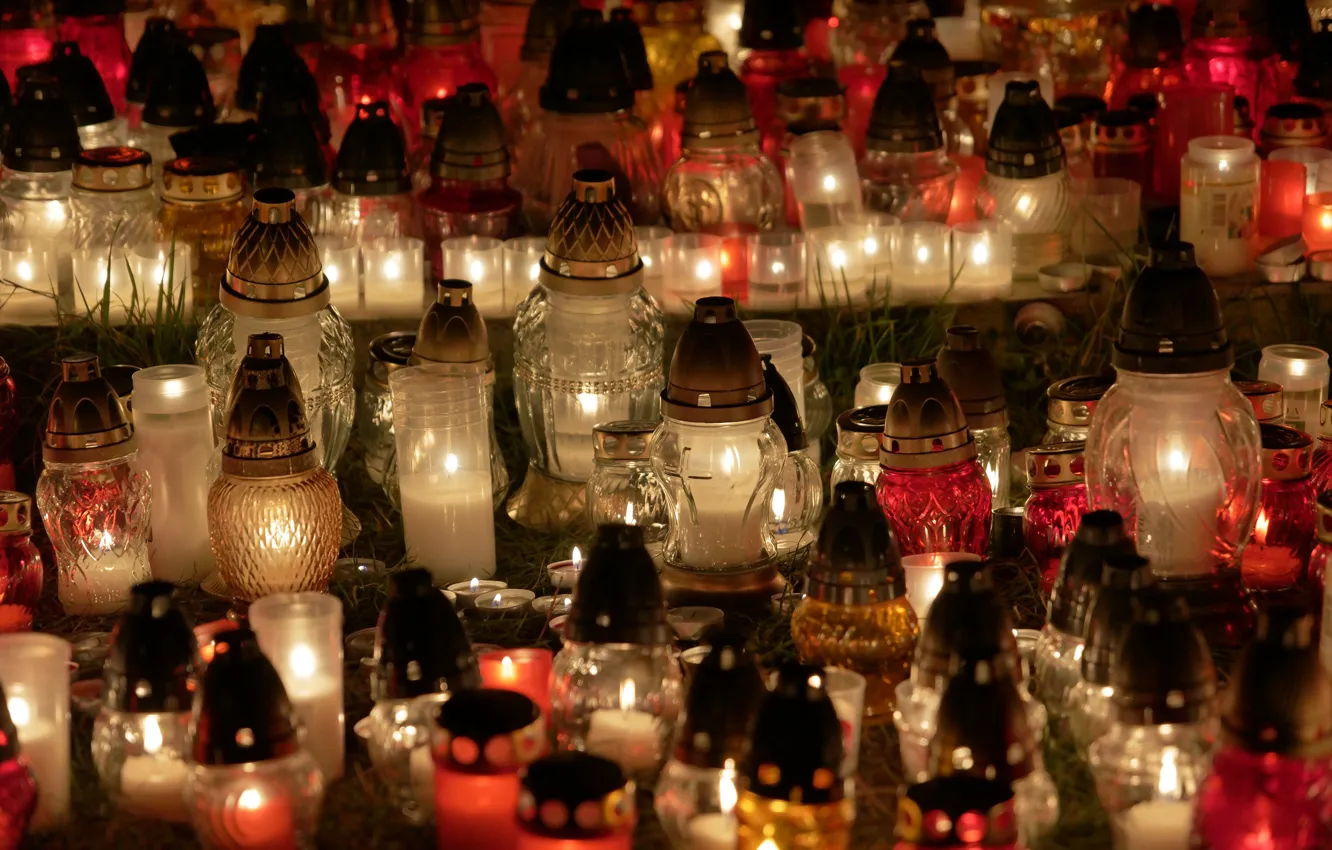 Photo wallpaper glass, light, night, lights, lamp, the evening, candles, lights