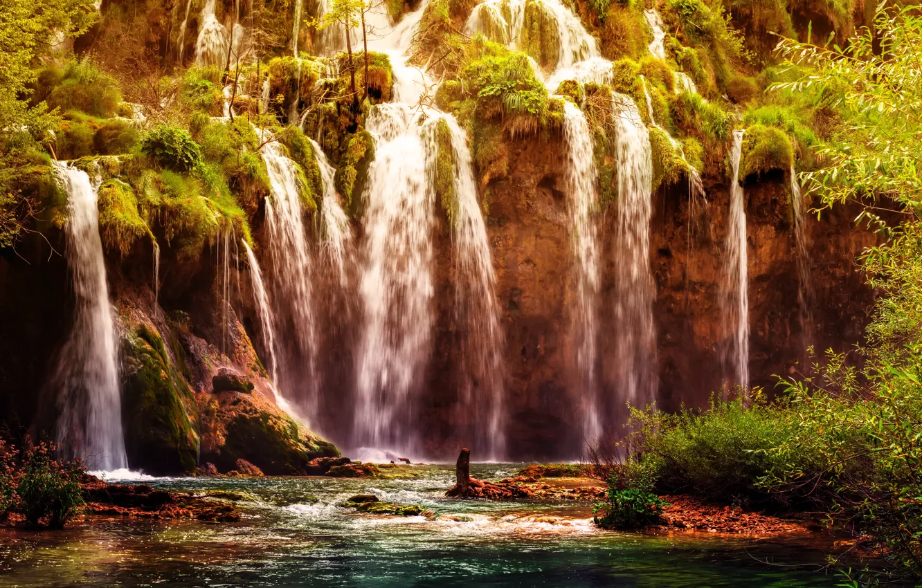 Photo wallpaper forest, waterfall, Croatia, Plitvice National Park