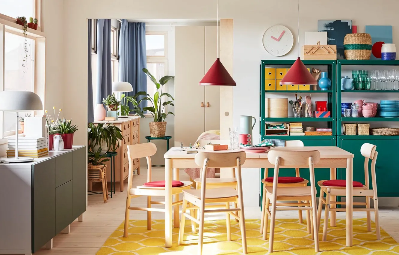 Photo wallpaper design, style, room, interior, dining room, Ikea