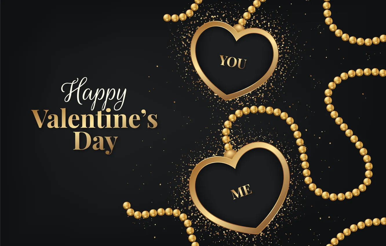 Photo wallpaper love, romance, heart, hearts, golden, love, Valentine's day, romantic