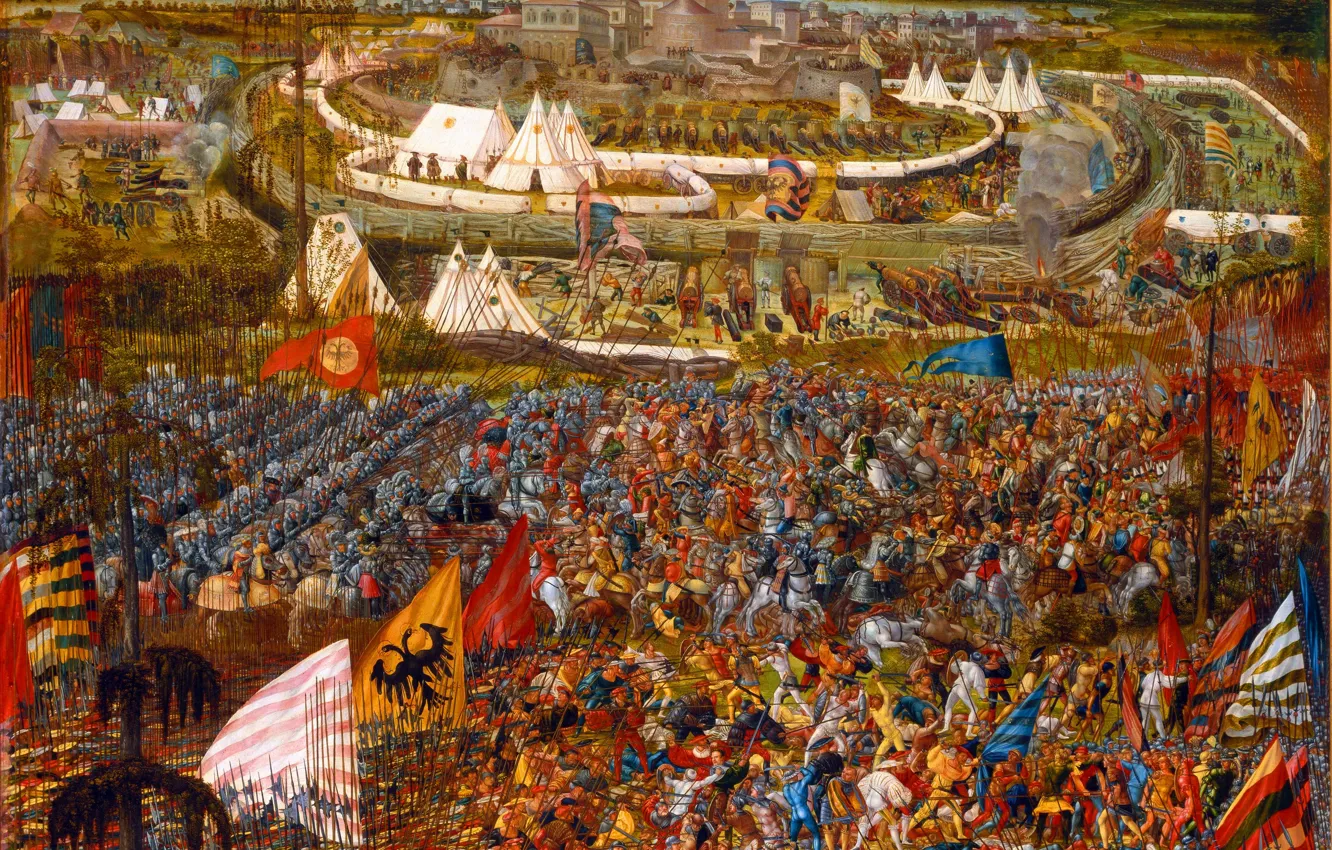 Photo wallpaper picture, soldiers, battle, the battle, knight, German artist, Battle of Alesia, Melchior Feselen