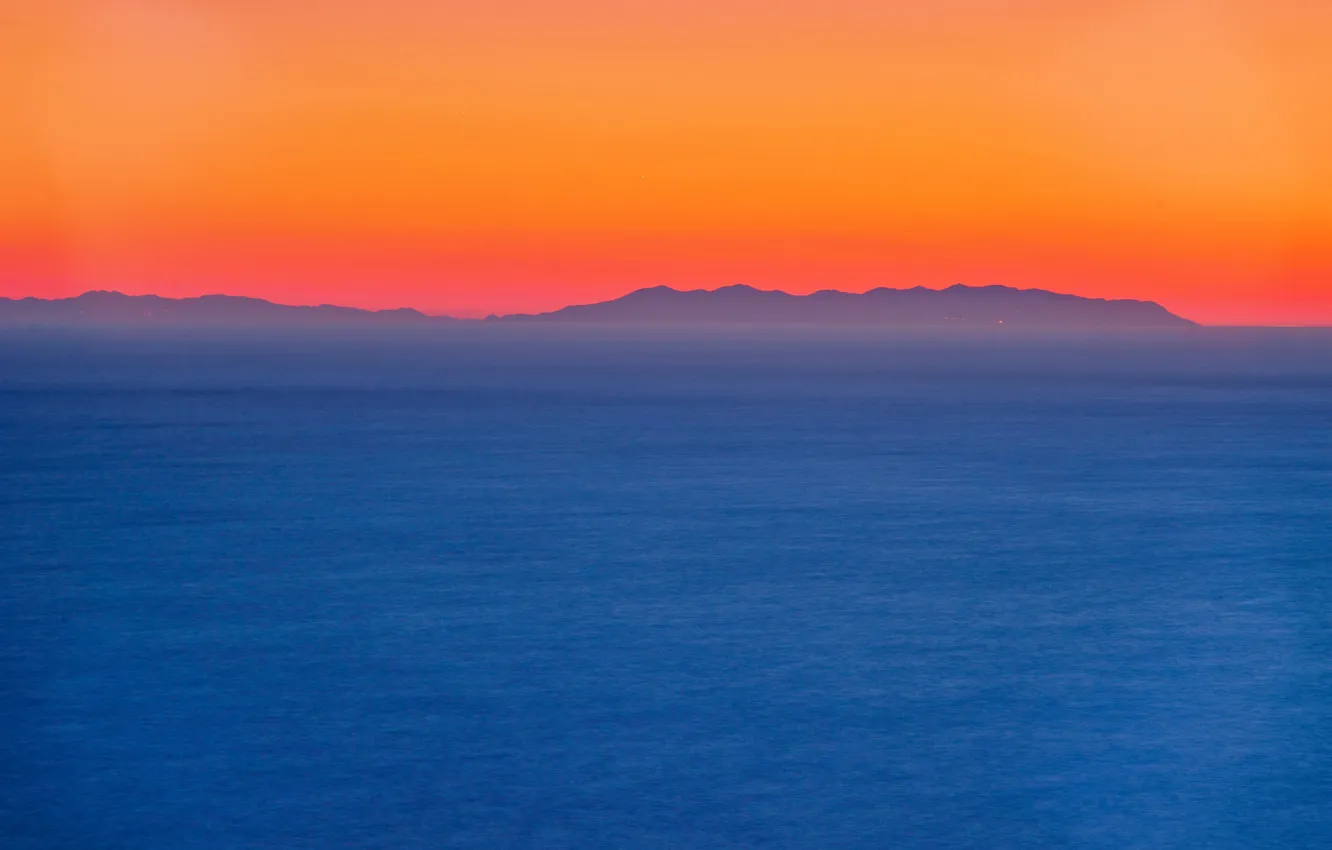 Photo wallpaper twilight, sea, ocean, sunset, seascape, island, dusk