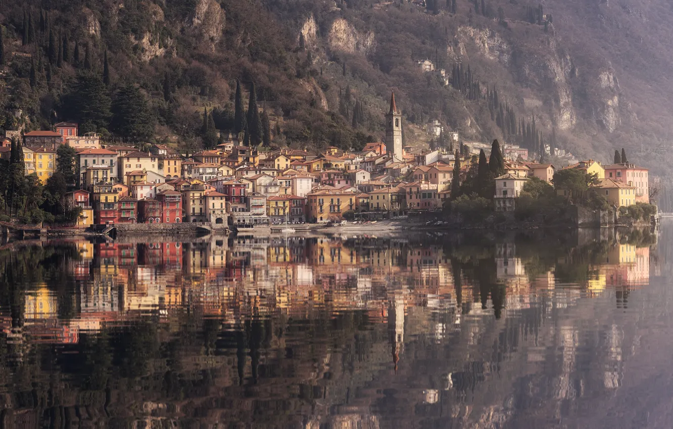 Photo wallpaper water, reflection, home, Italy, municipality, Varenna, the region of Lombardy, the province of Lecco