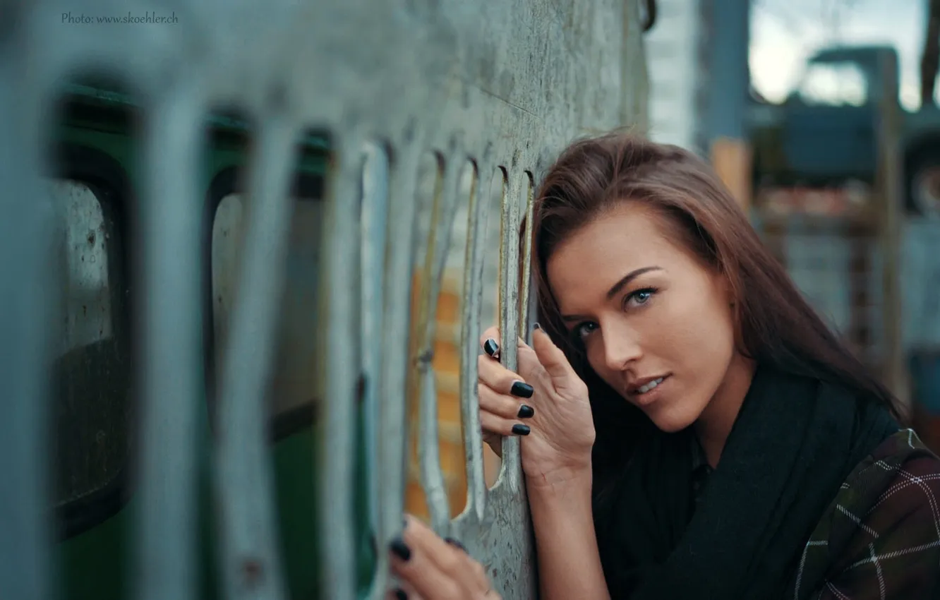 Photo wallpaper look, pose, model, portrait, hands, makeup, hairstyle, brown hair