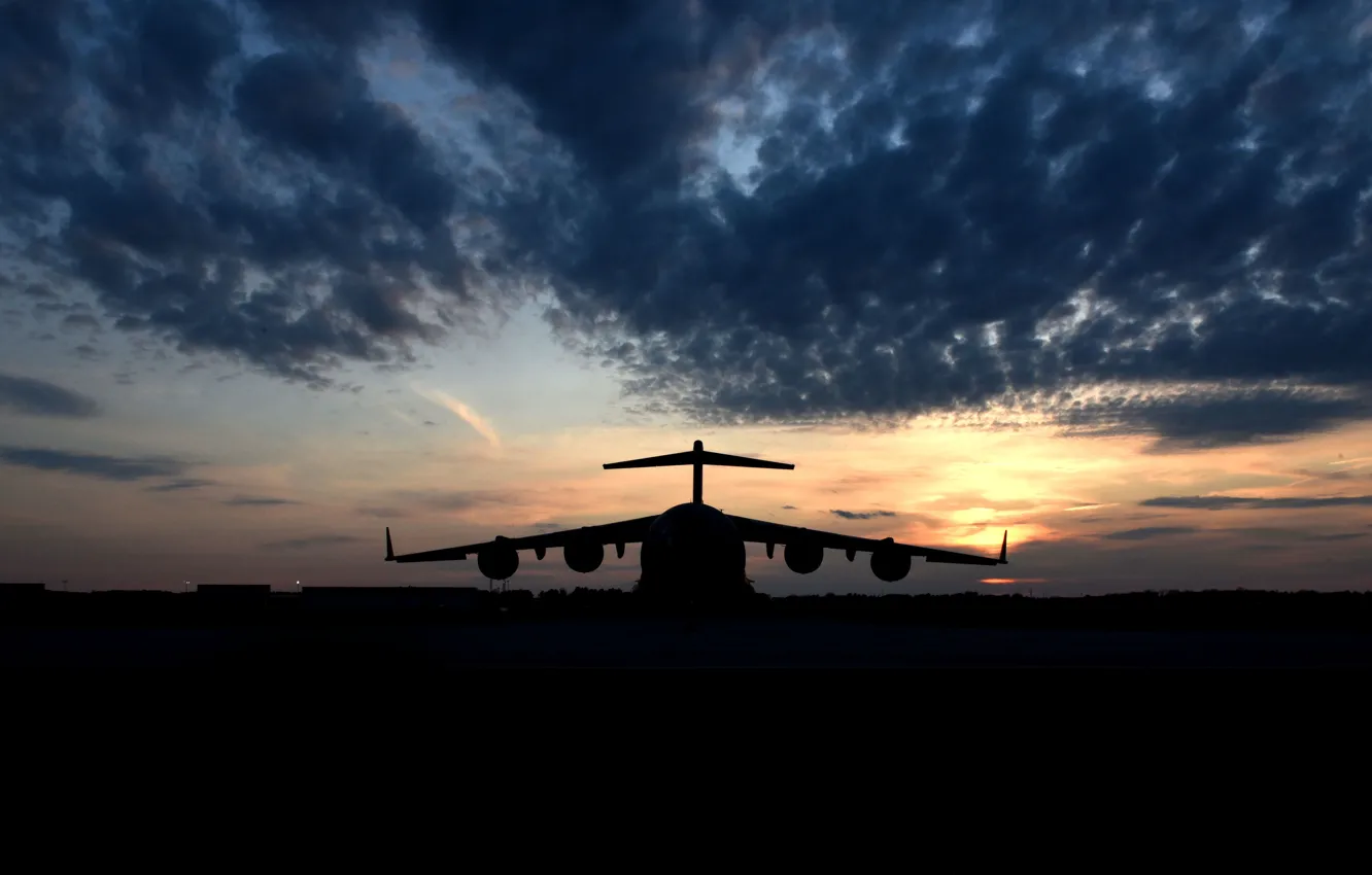 Photo wallpaper UNITED STATES AIR FORCE, military transport aircraft, Boeing C-17 Globemaster III, American strategic