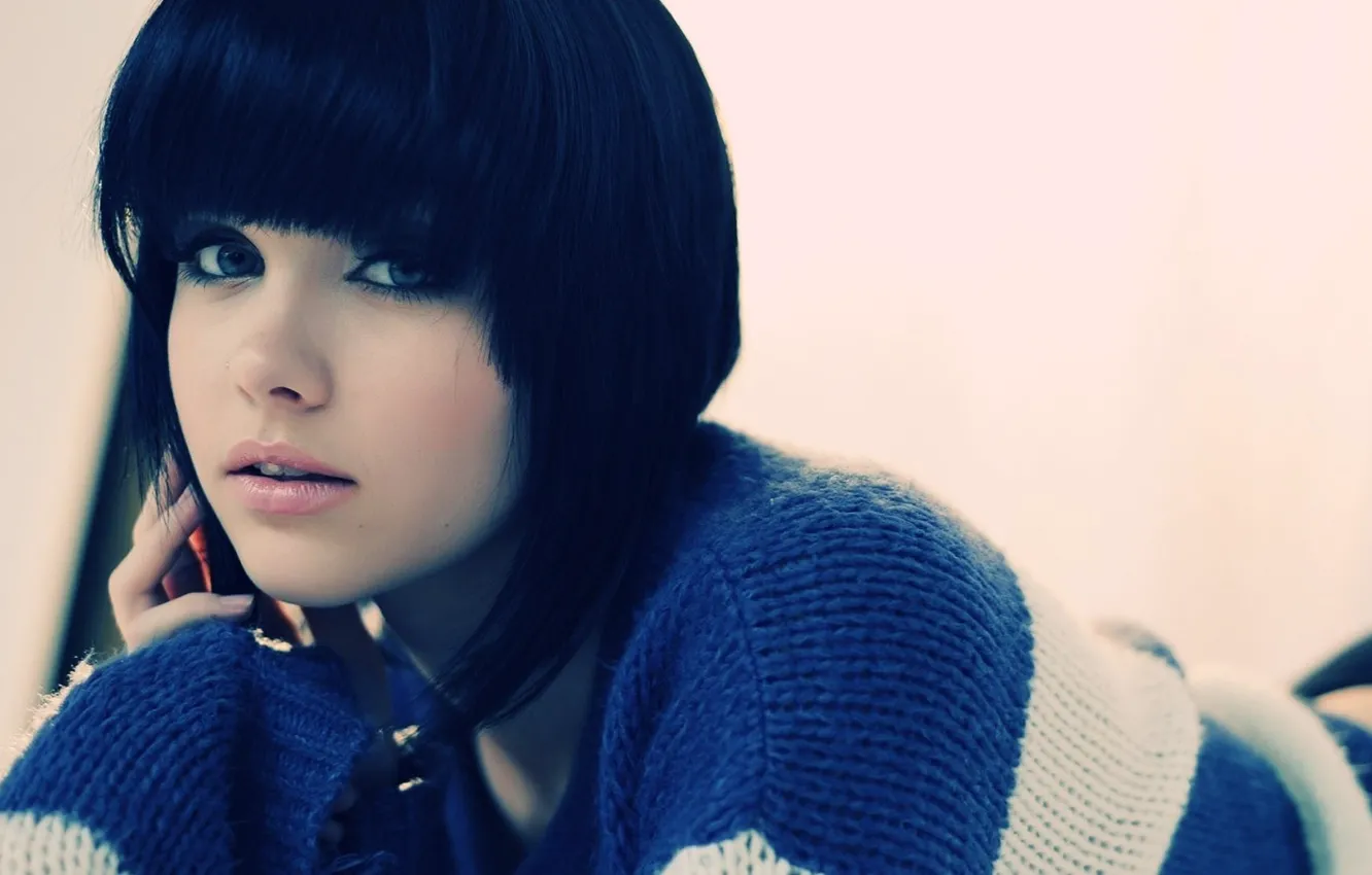 Photo wallpaper look, kiss, blue eyes, the temptation