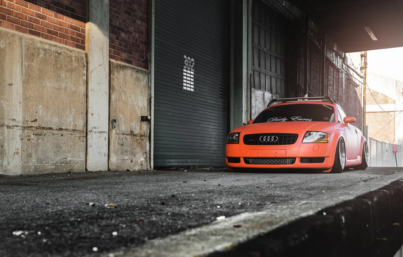 Photo wallpaper Audi, Orange, Car, Tuning, Stance