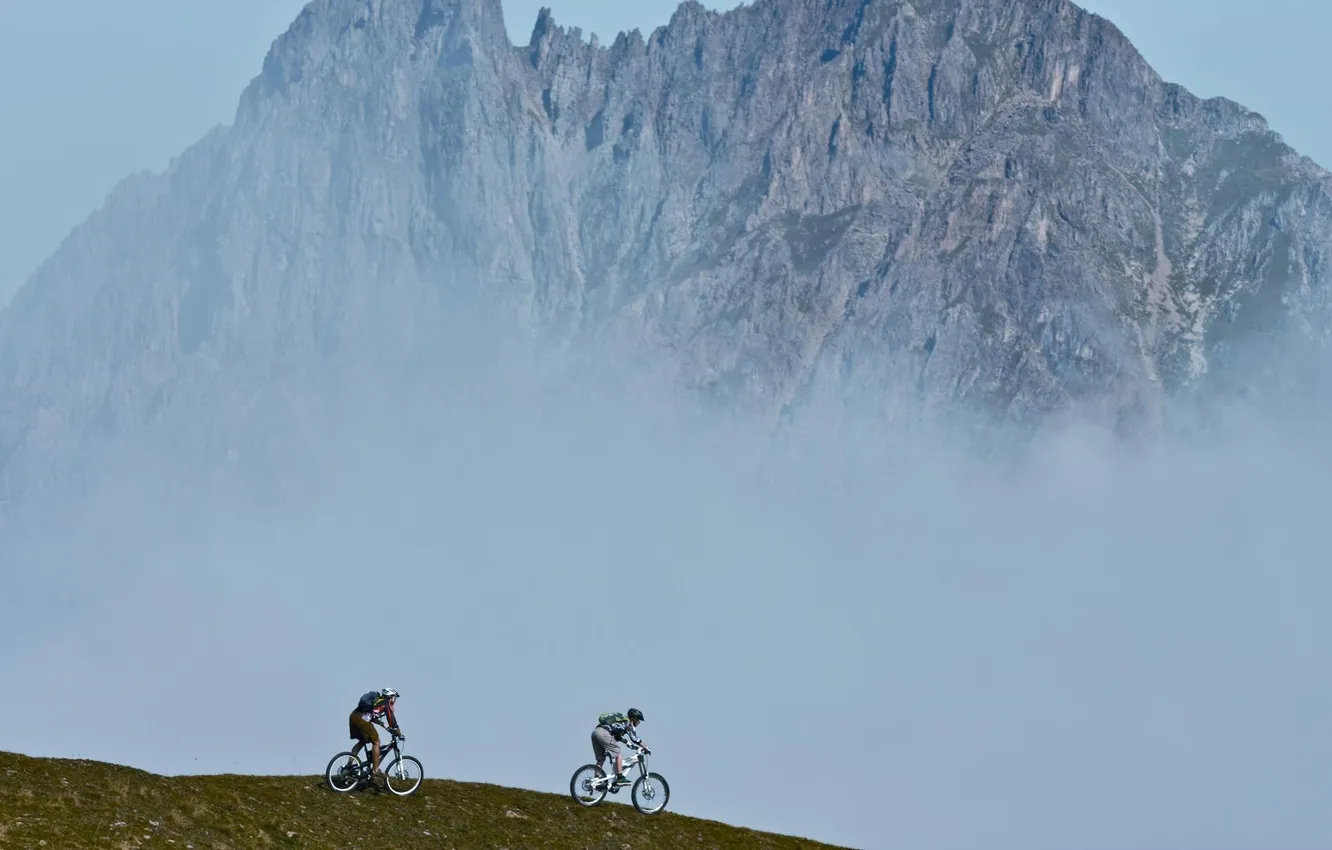 Photo wallpaper sport, Alps, cyclists