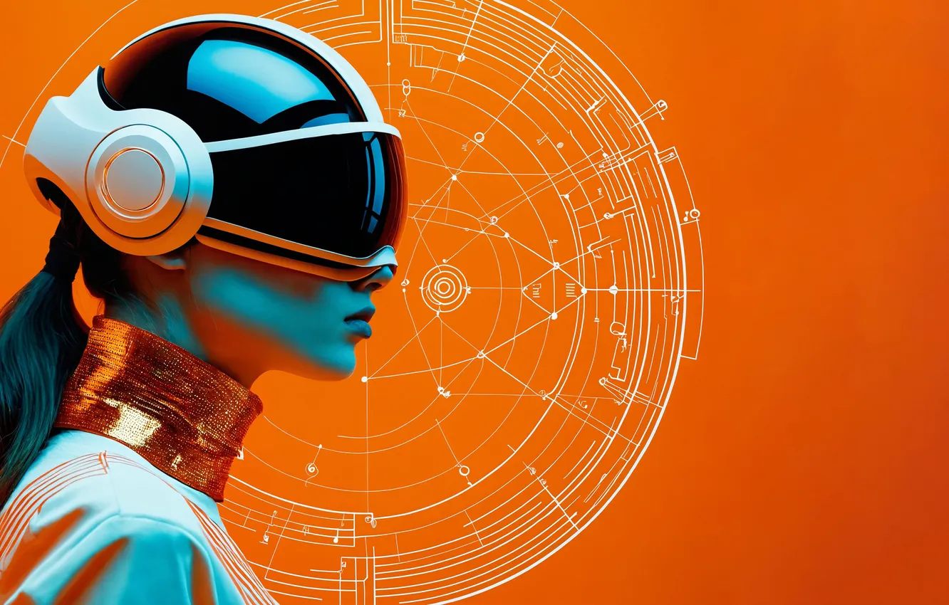 Photo wallpaper girl, glasses, helmet