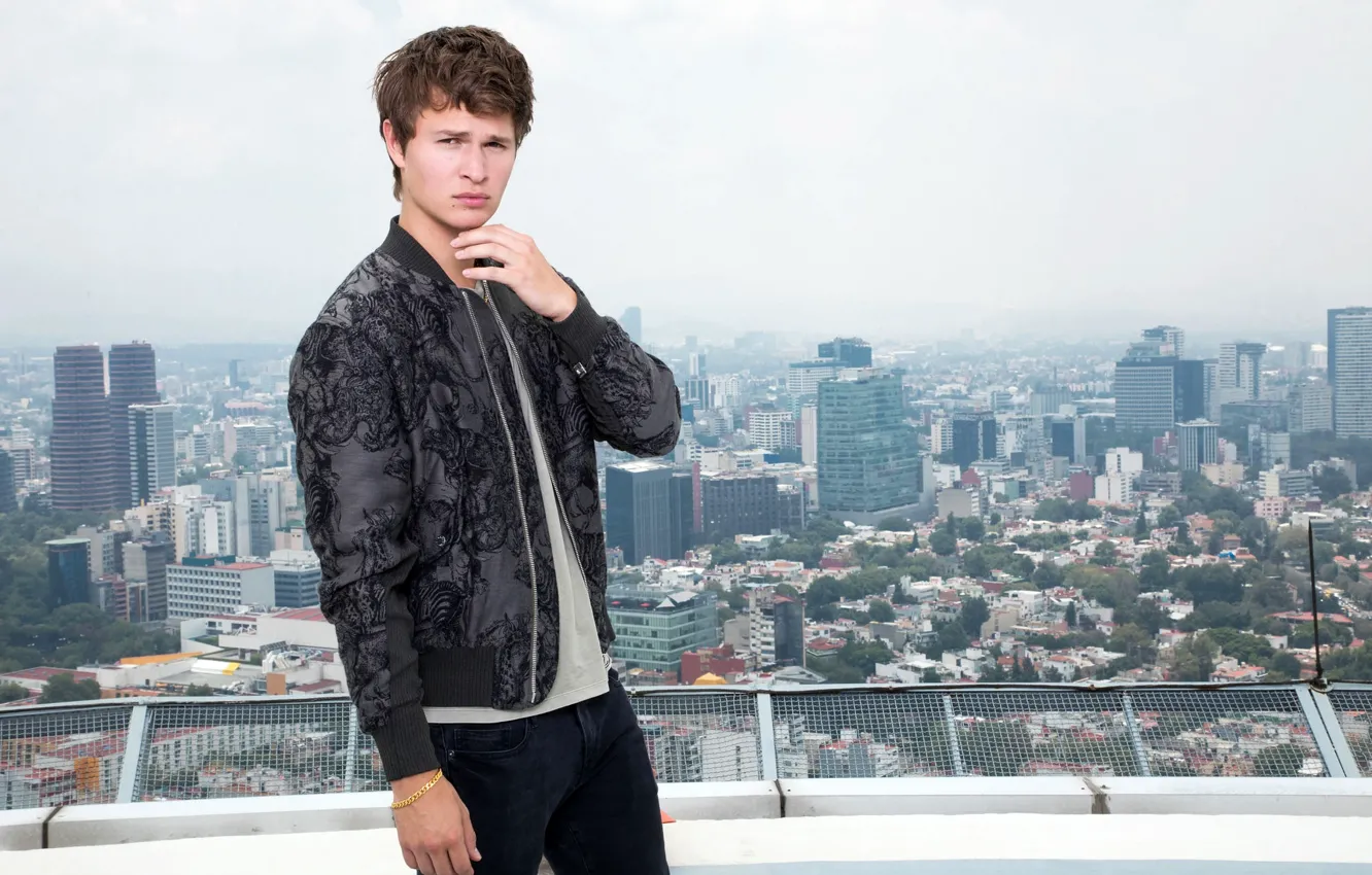 Photo wallpaper roof, the city, view, height, jeans, jacket, panorama, actor