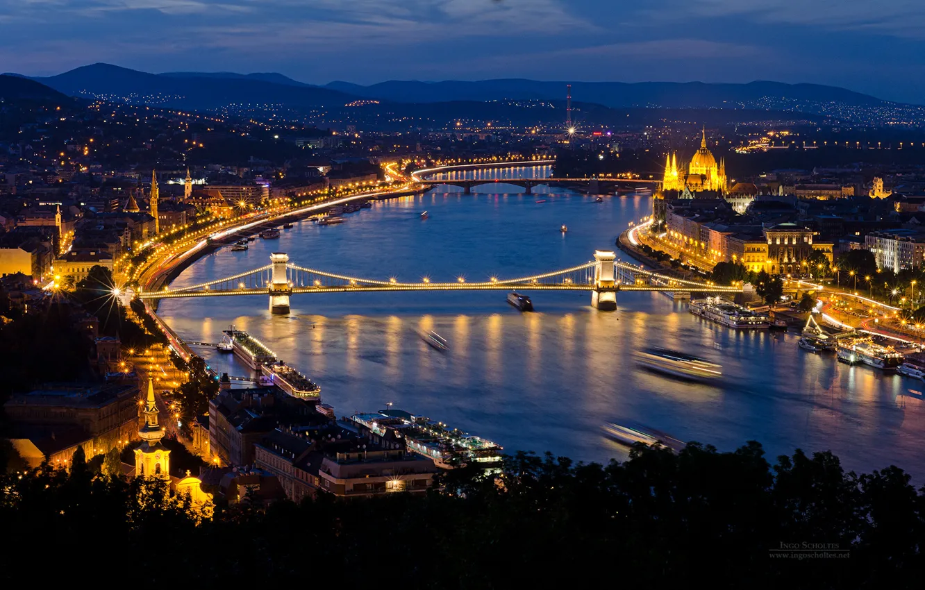 Photo wallpaper water, evening, Hungary