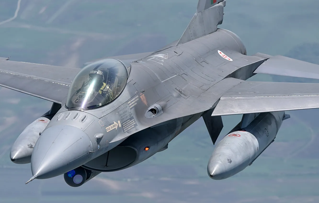 Photo wallpaper Fighter, F-16, Pilot, F-16 Fighting Falcon, Cockpit, The BBC Romania, PTB