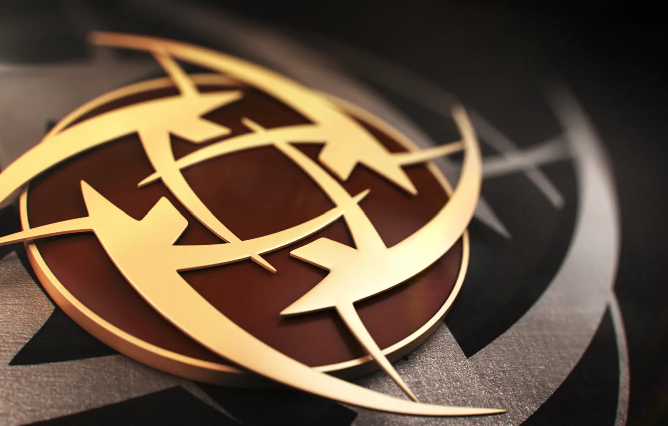 Photo wallpaper metal, logo, gold, bokeh, counter-strike, csgo, 2014, nip