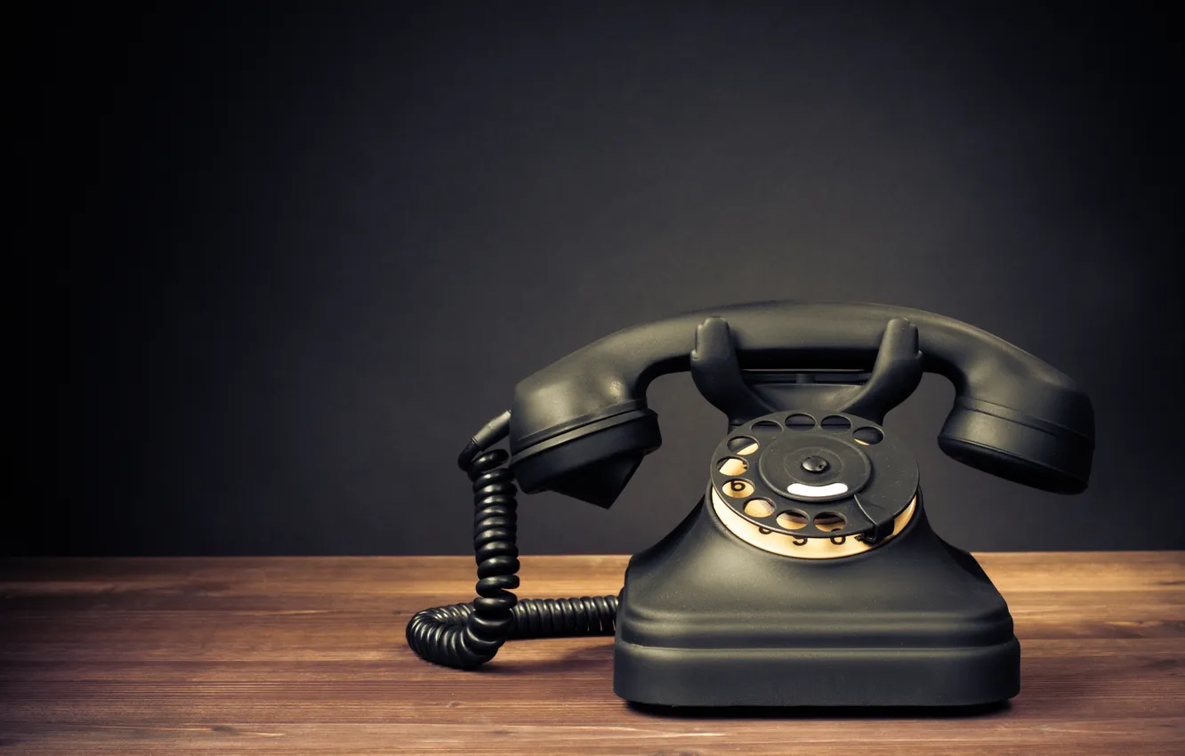 Photo wallpaper black, retro, table, phone