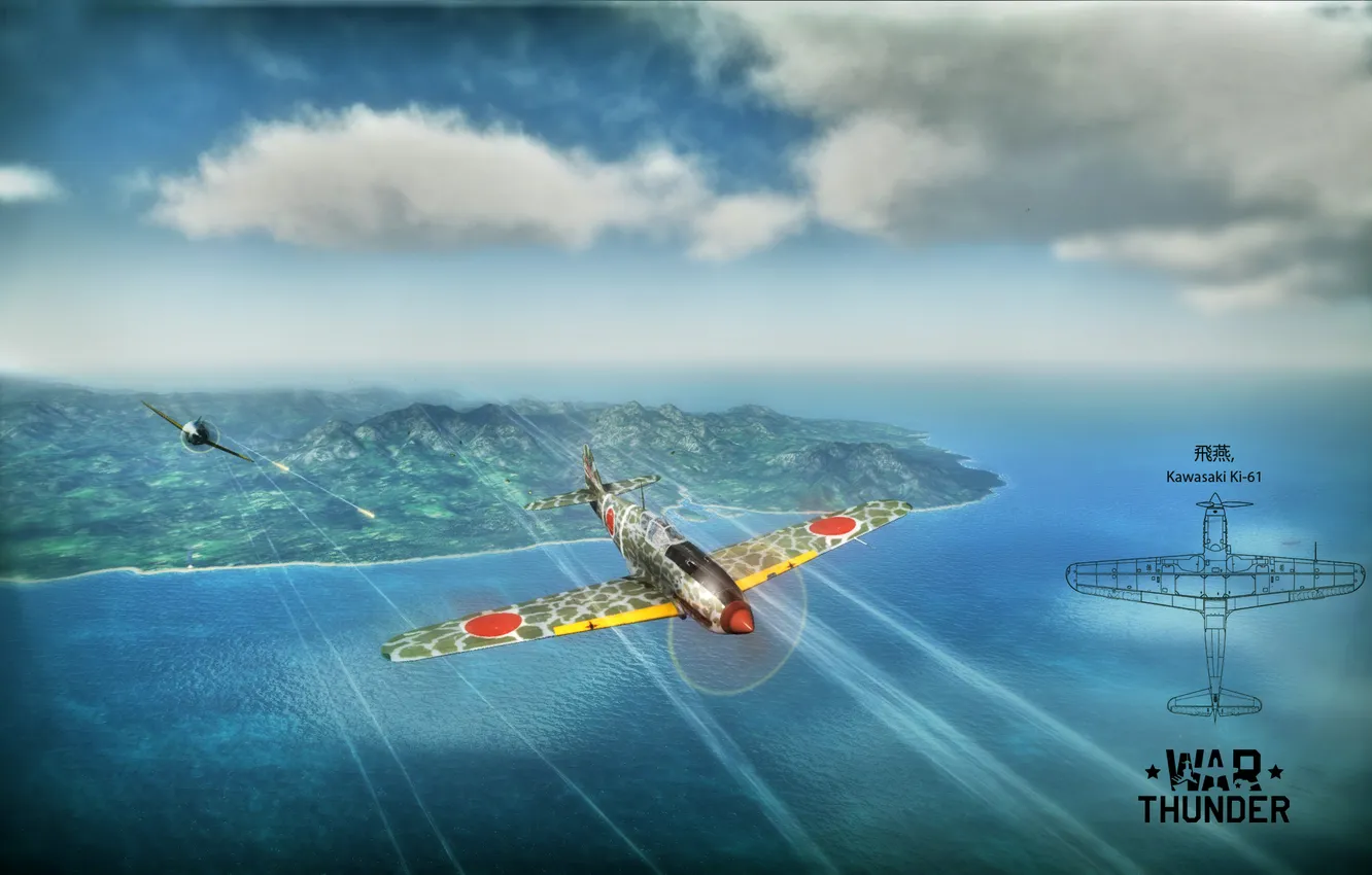 Photo wallpaper the sky, clouds, Japan, the plane, shootout, MMO, War Thunder, Gaijin Entertainment