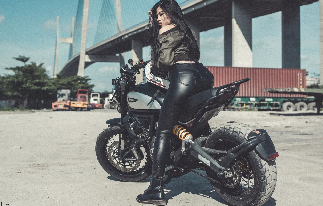 Photo wallpaper Girl, Ducati, Scrambler