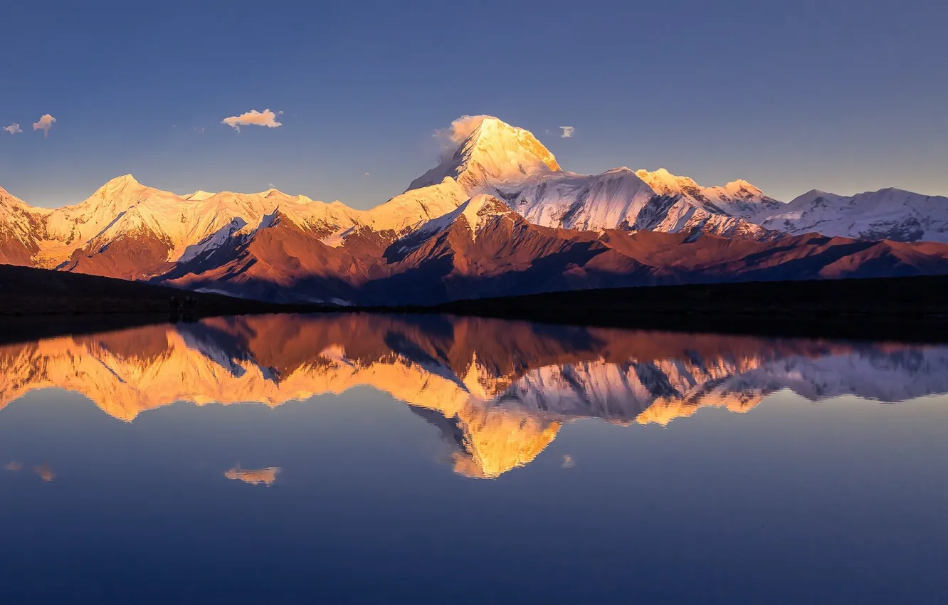 Photo wallpaper the sky, water, reflection, mountains, lake, The Himalayas