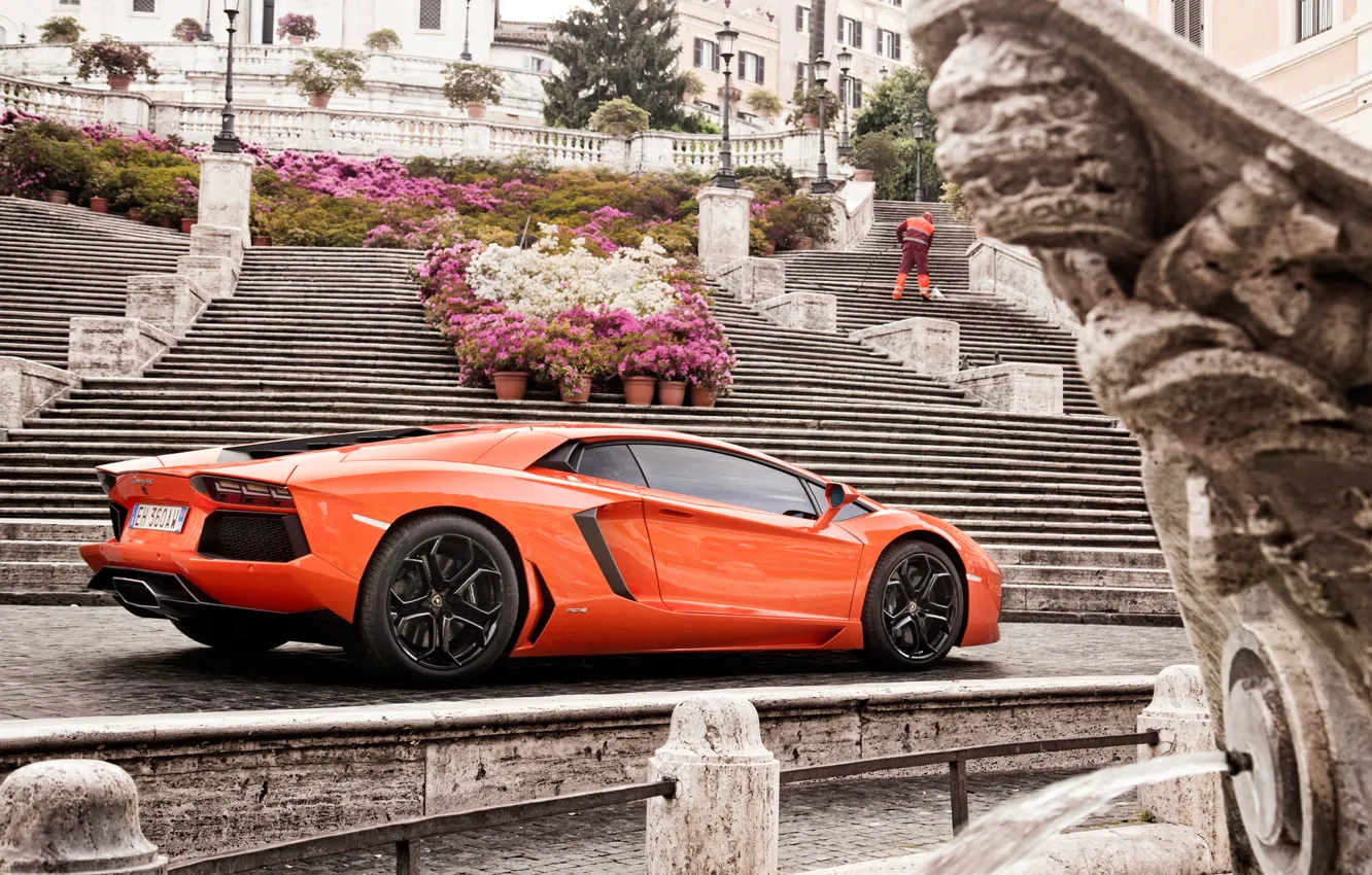 Photo wallpaper machine, lamborghini, Lamborghini, aventador, lp 700-4