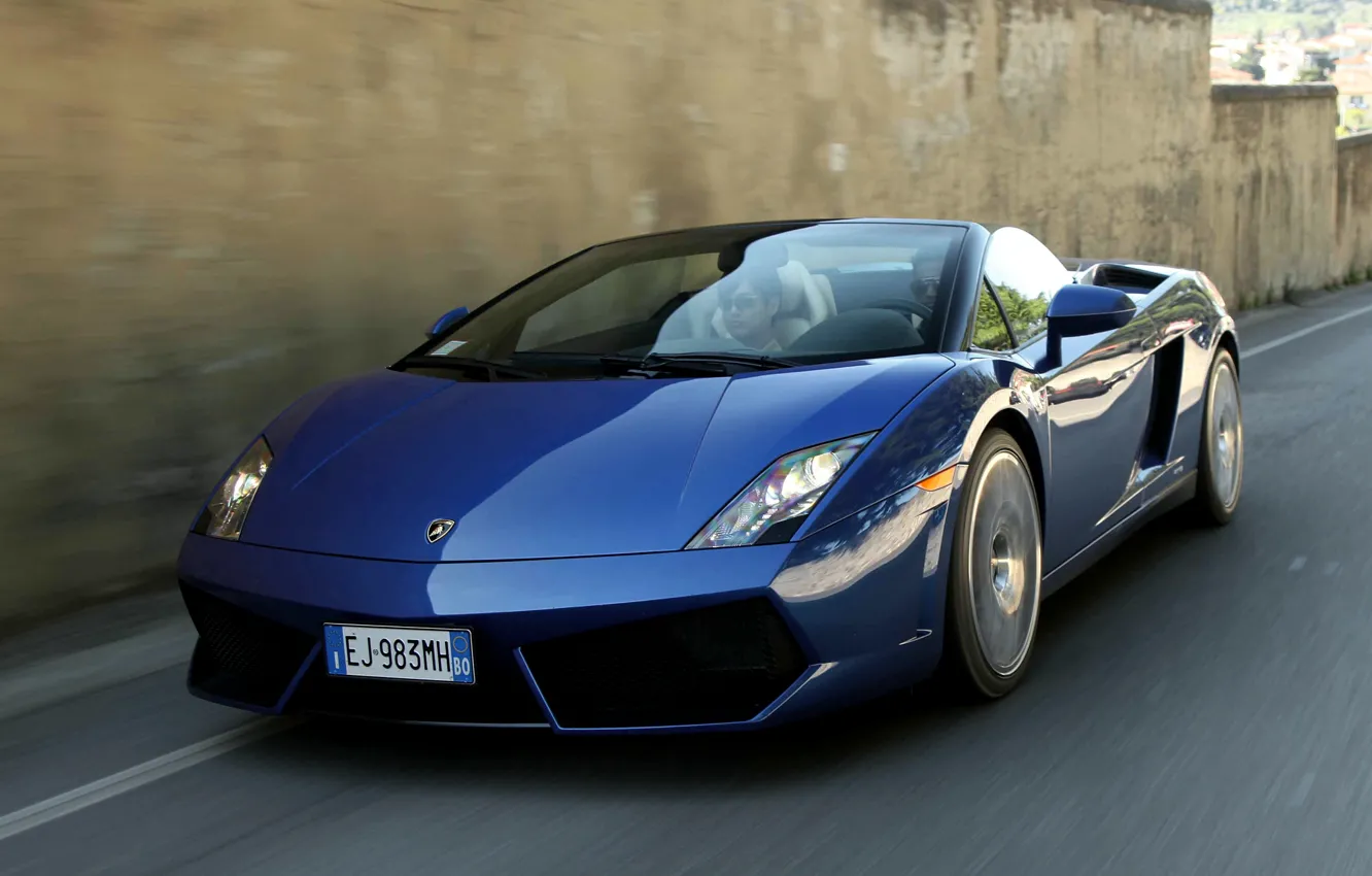 Photo wallpaper car, auto, Lamborghini, Gallardo, in motion, Spyder, speed, LP550-2