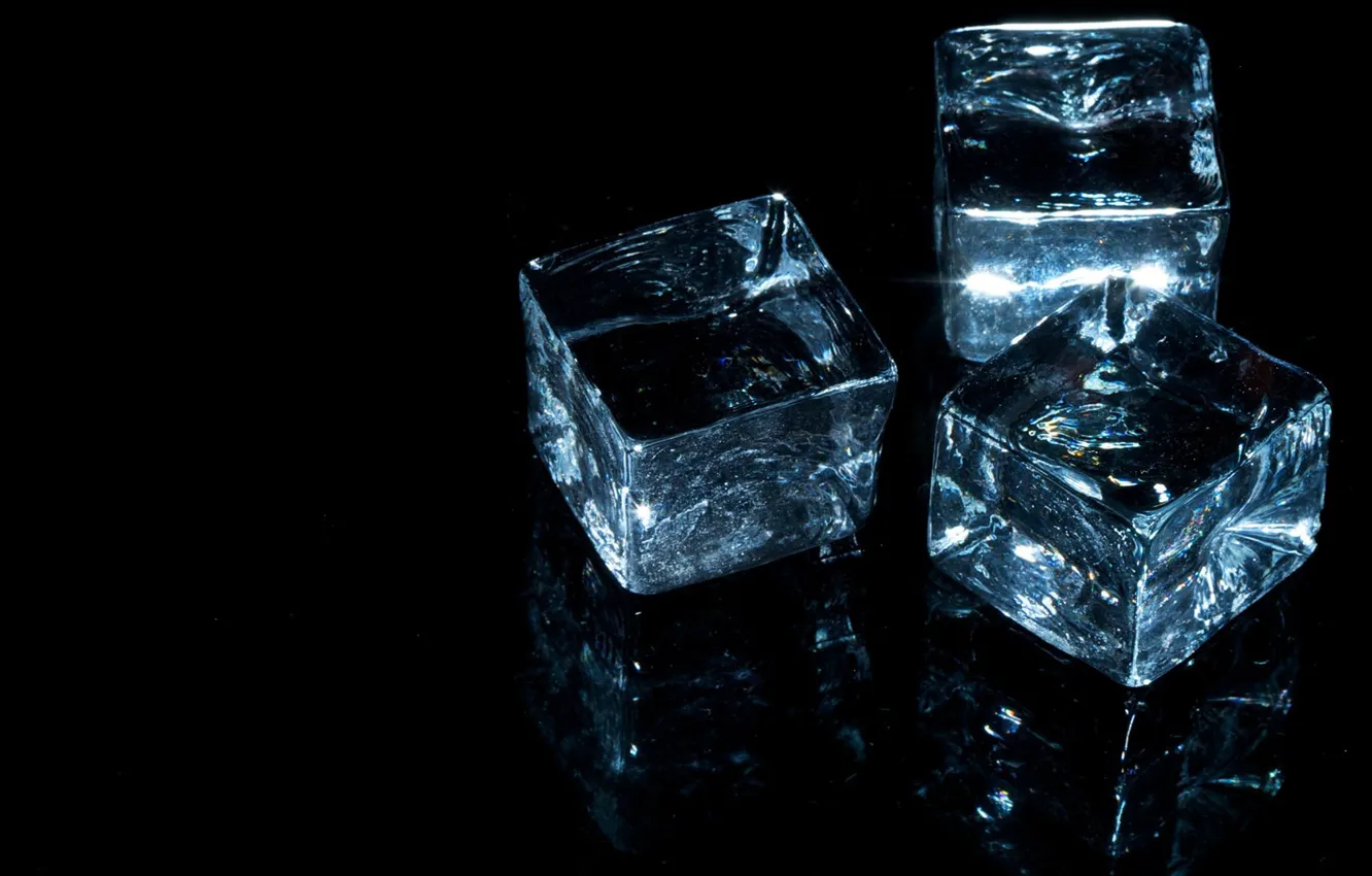Photo wallpaper ice, cubes, black